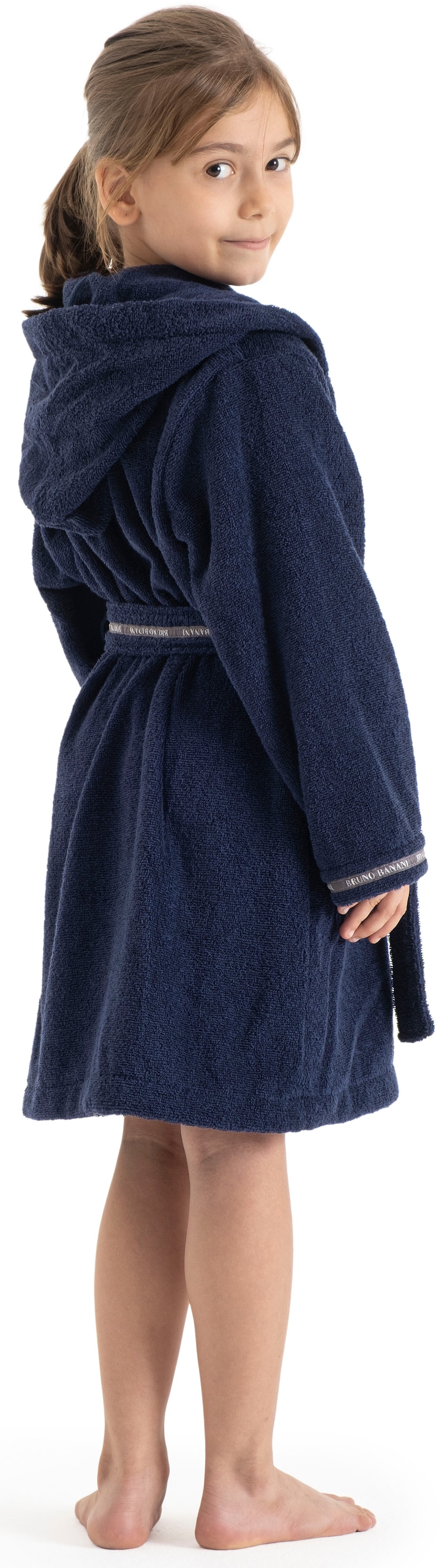 Bruno Banani Peignoir de bain pour enfants »Danny, Ideal für Zuhause, Schwimmbad oder im Urlaub« 1 cuis mit Logostreifen, aus 100% Baumwolle