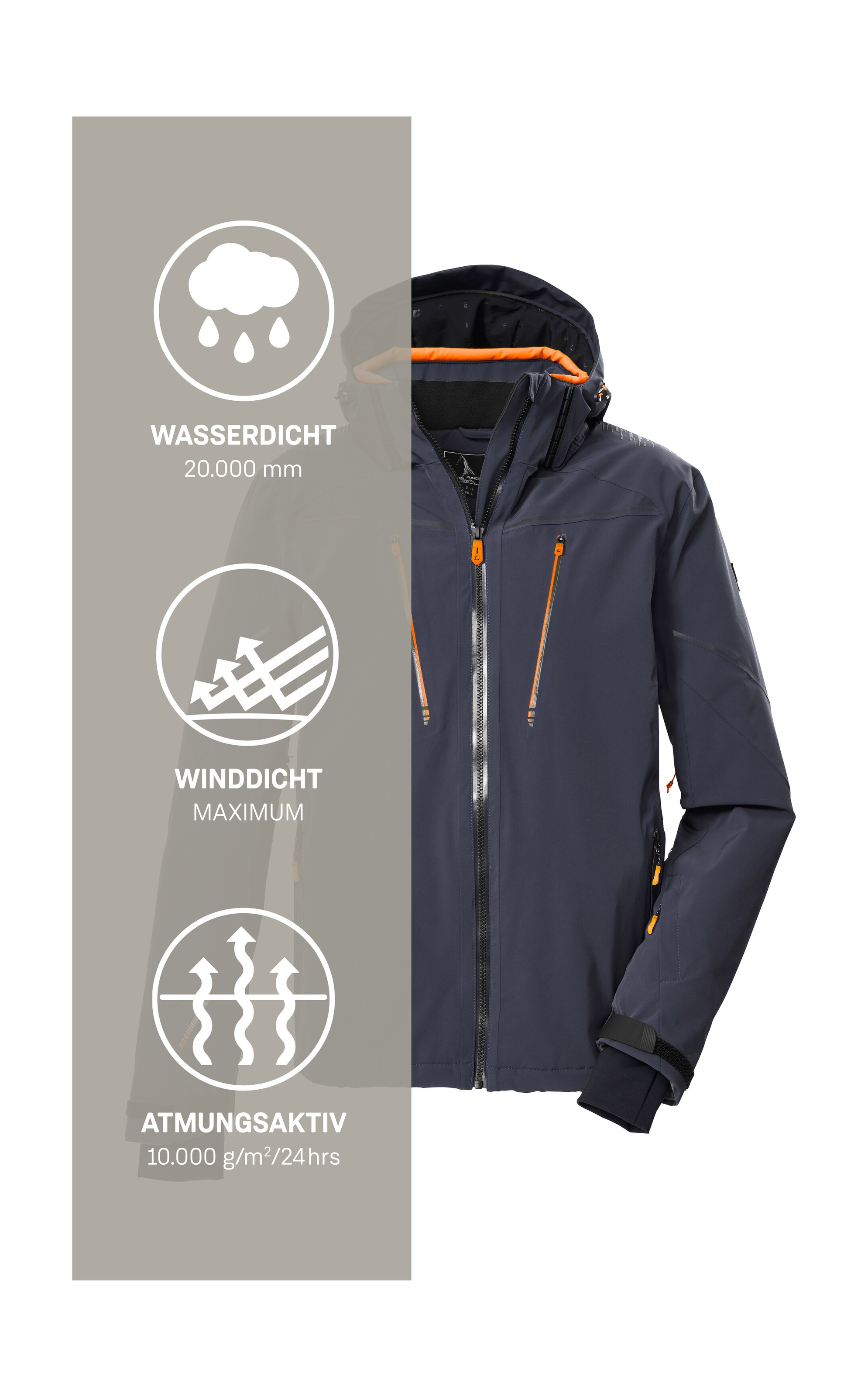 Killtec Veste de ski »KSW 50 MN SKI JCKT« Herren Skijacke: wasserdicht, atmungsaktiv, 4-Wege-Stretch, Schneefang