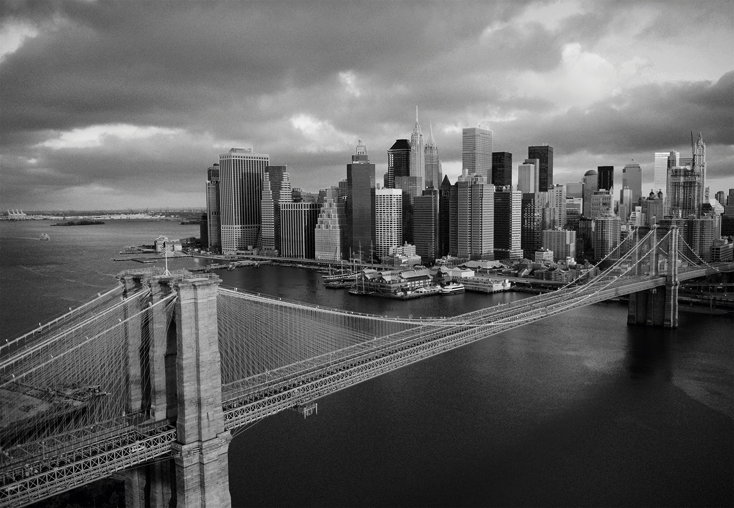 Image of Papermoon Fototapete "Brooklyn Bridge black/white" glatt
