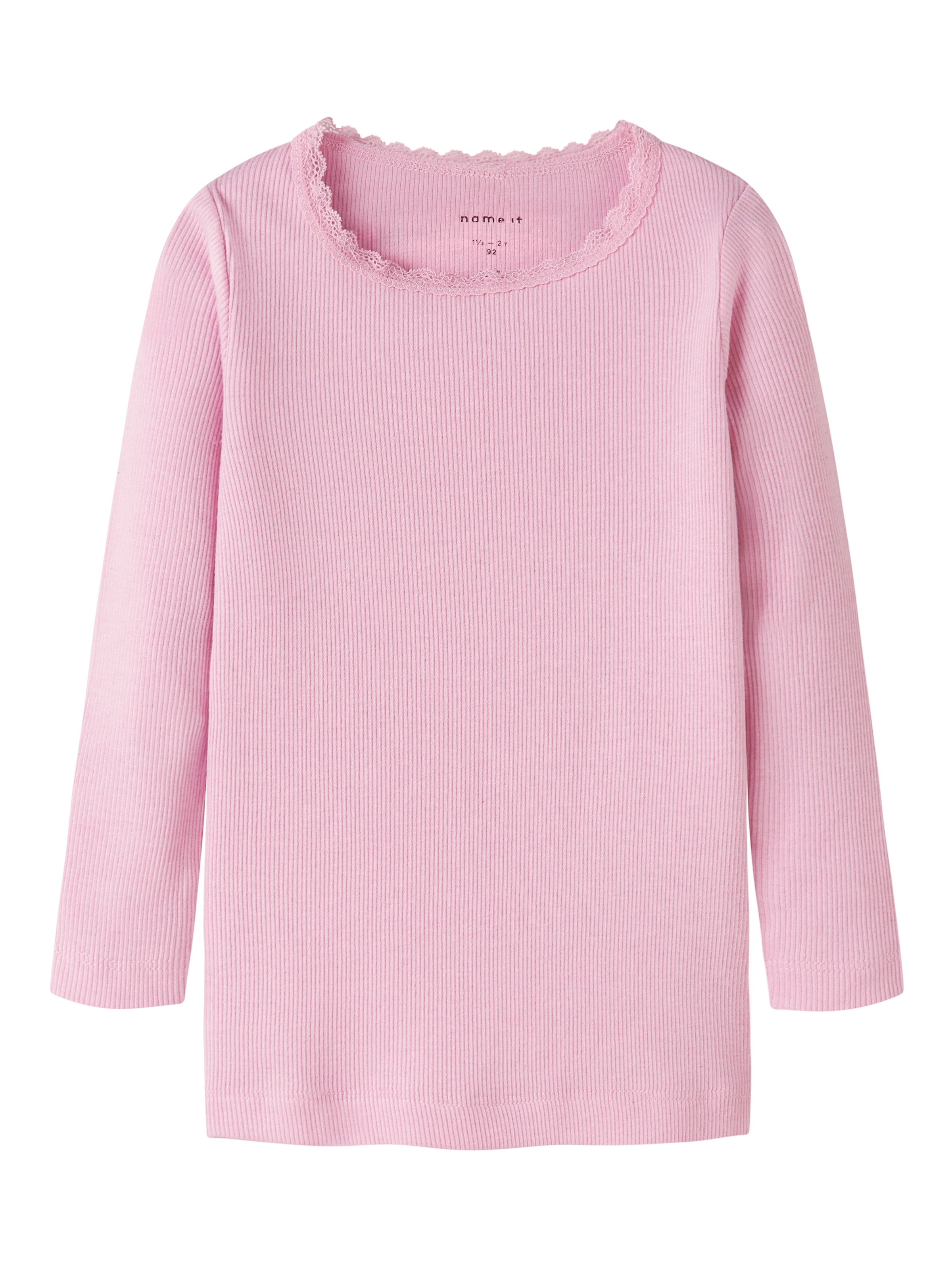 Name It Langarmshirt »NMFKAB LS TOP NOOS«, in Feinripp und mit süsser Spitzenkante am Ausschnitt