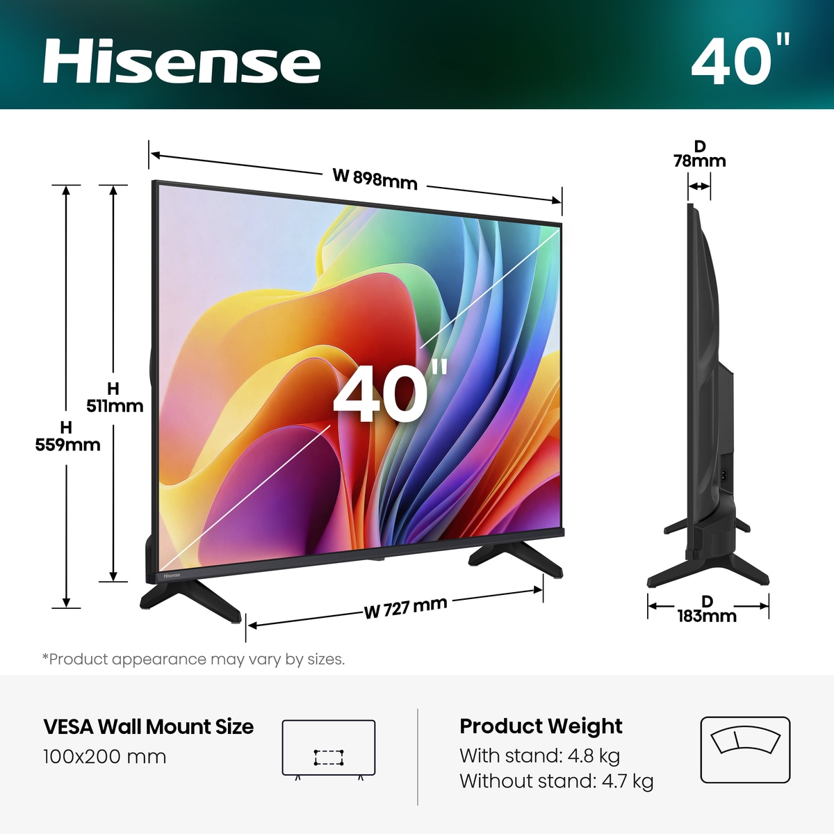 Hisense LED-Fernseher »40E4DS« 100 cm/40 ″ Full HD Smart-TV