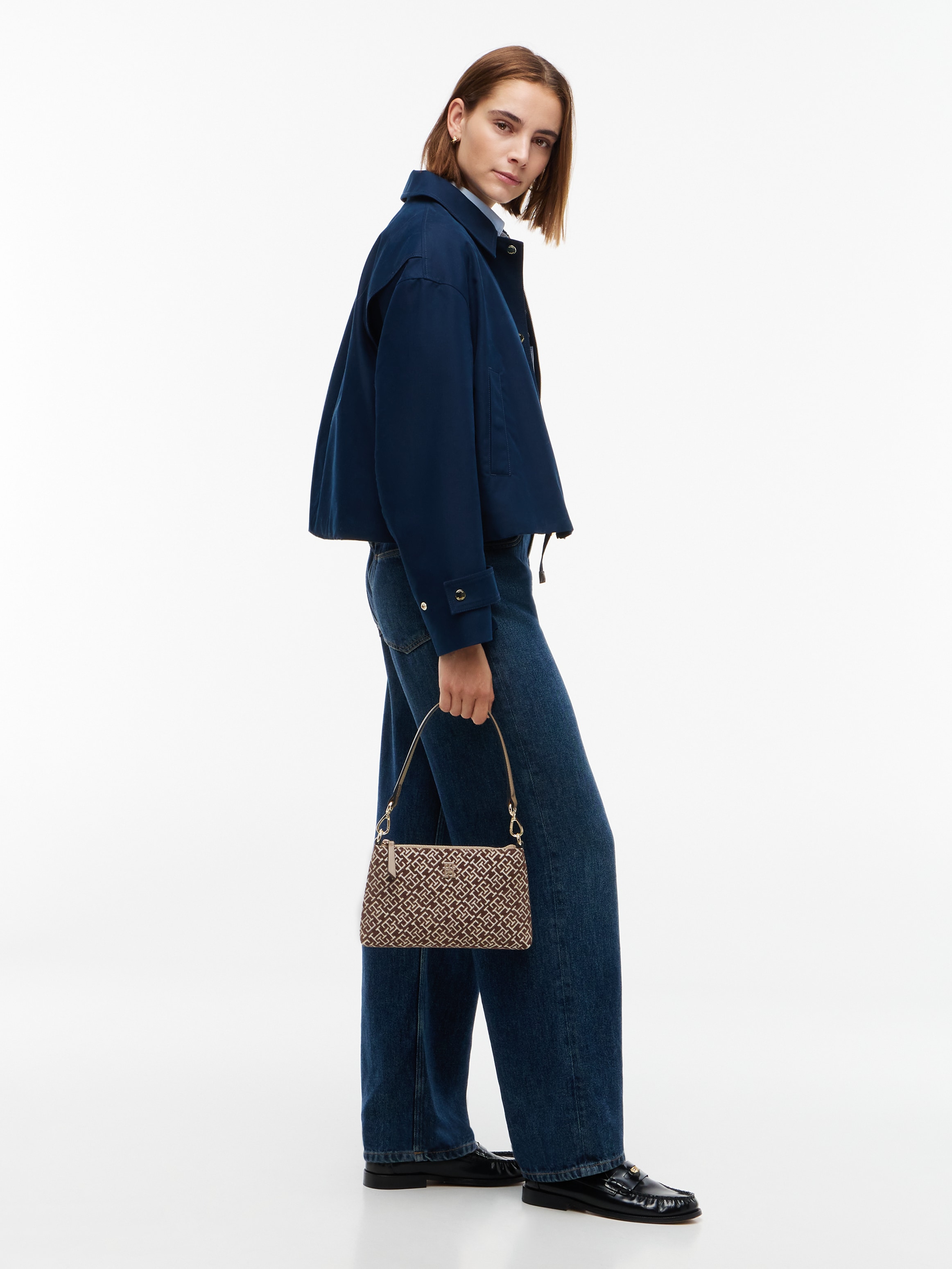 Tommy Hilfiger Sac à bandoulière »TH JACQUARD MINI SHOULDER BAG« Damen Handtasche, Clutch mit edler TH-Logostickerei