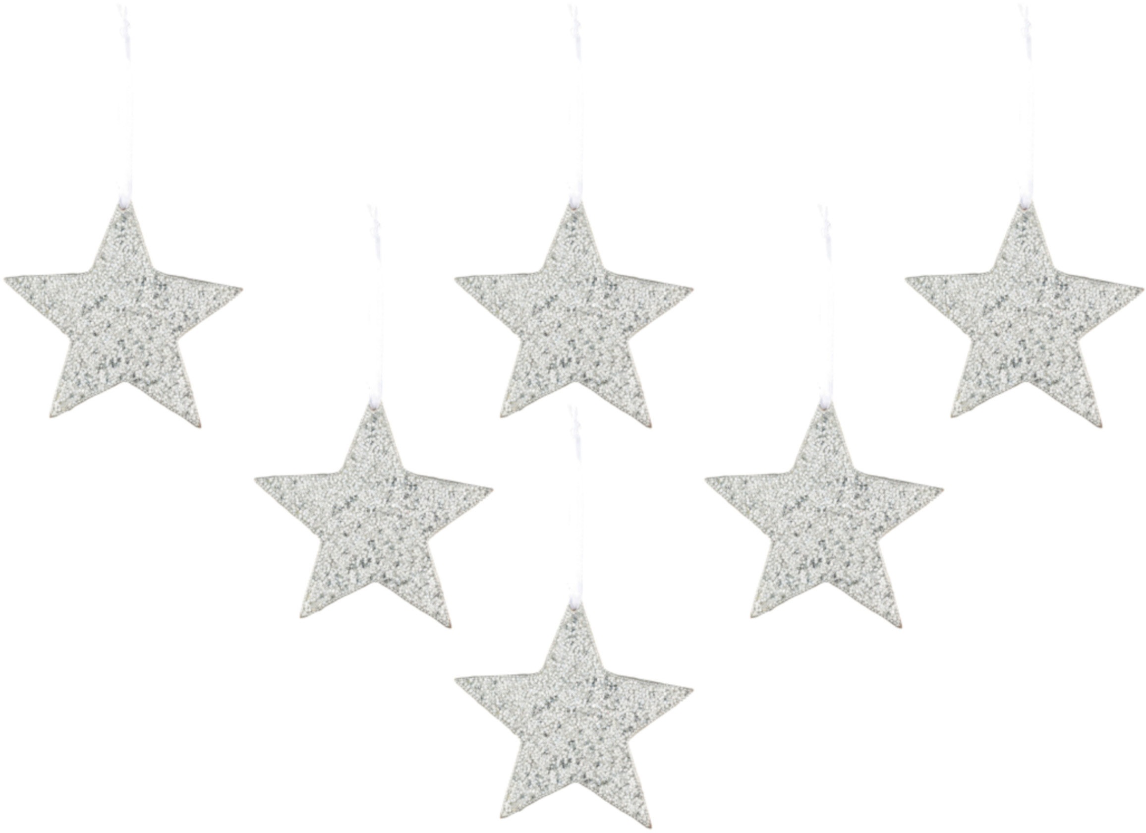 Image of Creativ deco Dekostern, (6 St.), mit Glitzer-Optik und weissem Band bei Ackermann Versand Schweiz