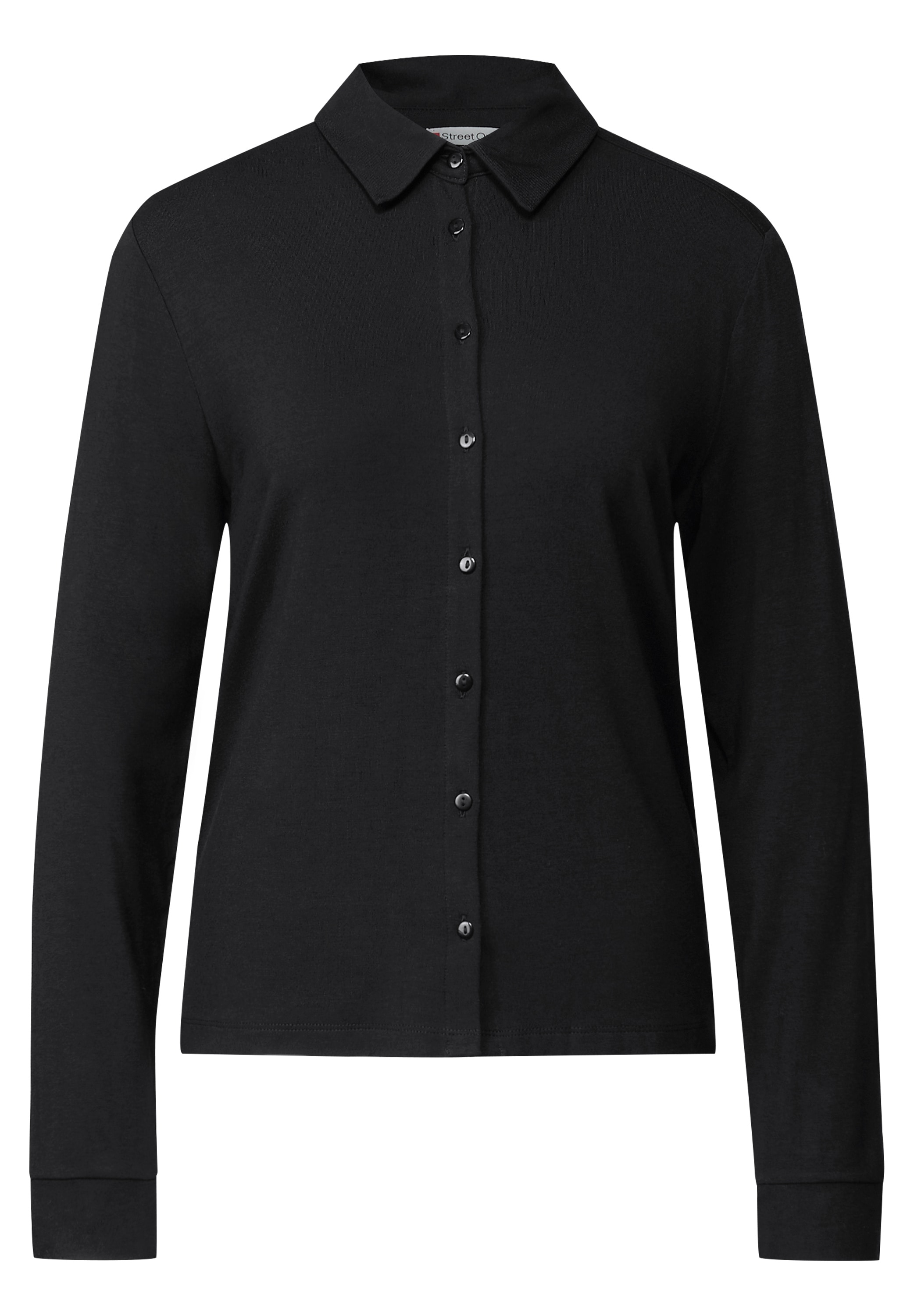 STREET ONE Langarmshirt, Jersey-Shirt im Blusen-Look und mit Knopfleiste