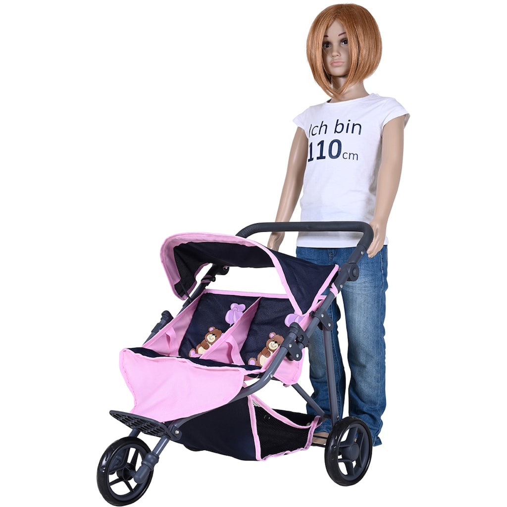 Knorrtoys® Puppen-Zwillingsbuggy »Duo - Navy Pink Bear«