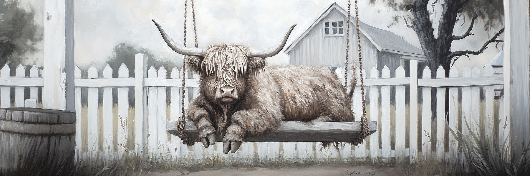 Image of Bönninghoff Ölgemälde "handarbeit HOCHLANDRIND 40x120 cm – Wandbild Kunst Deko" Hochlandrind Humor Kuhbilder 1 Stk. tlg. handgefertigt, jedes Bild ein Unikat