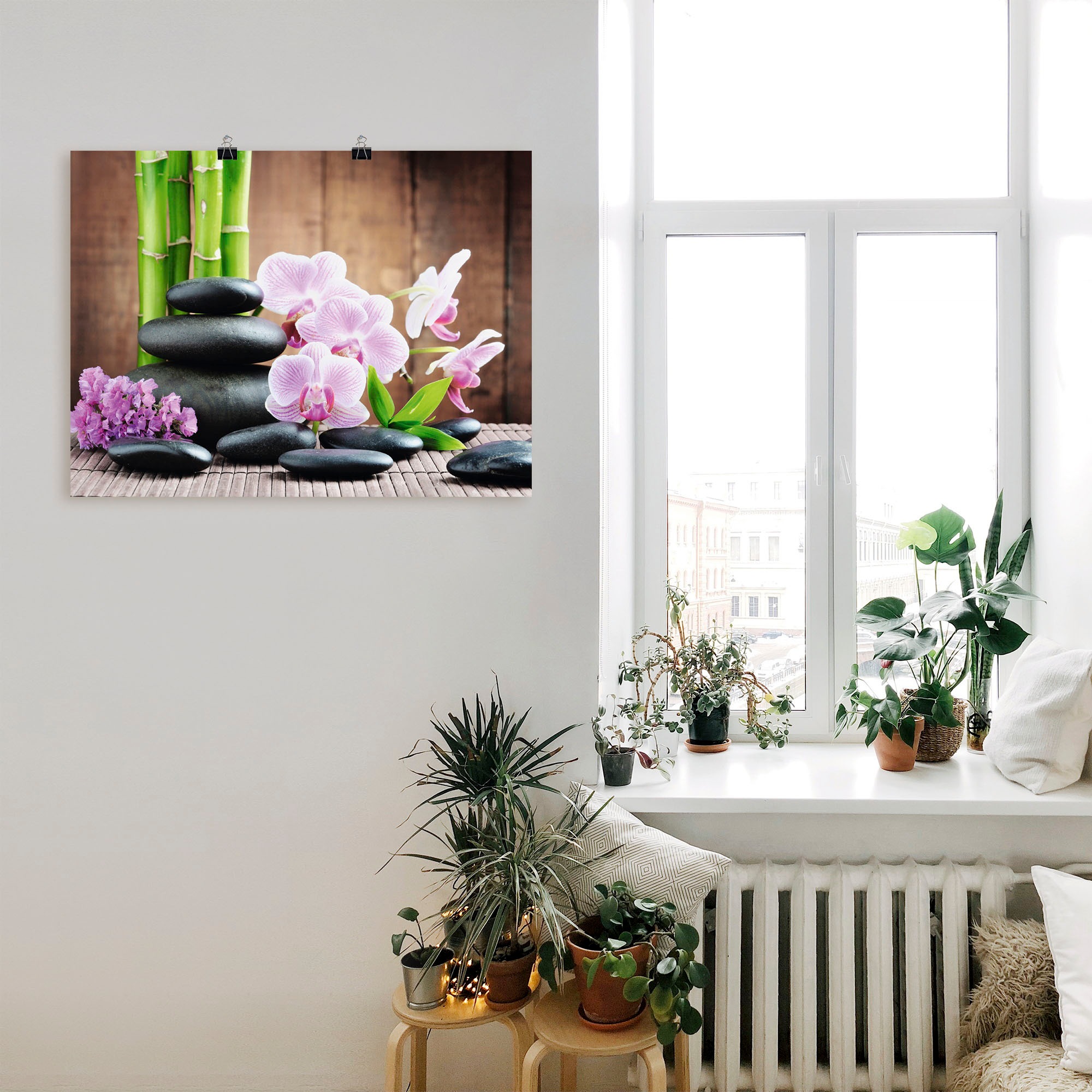 Artland Wandbild »Spa Konzept Zen Steinen Orchideen«, Zen, (1 St.), als Leinwandbild, Poster, Wandaufkleber in verschied. Grössen