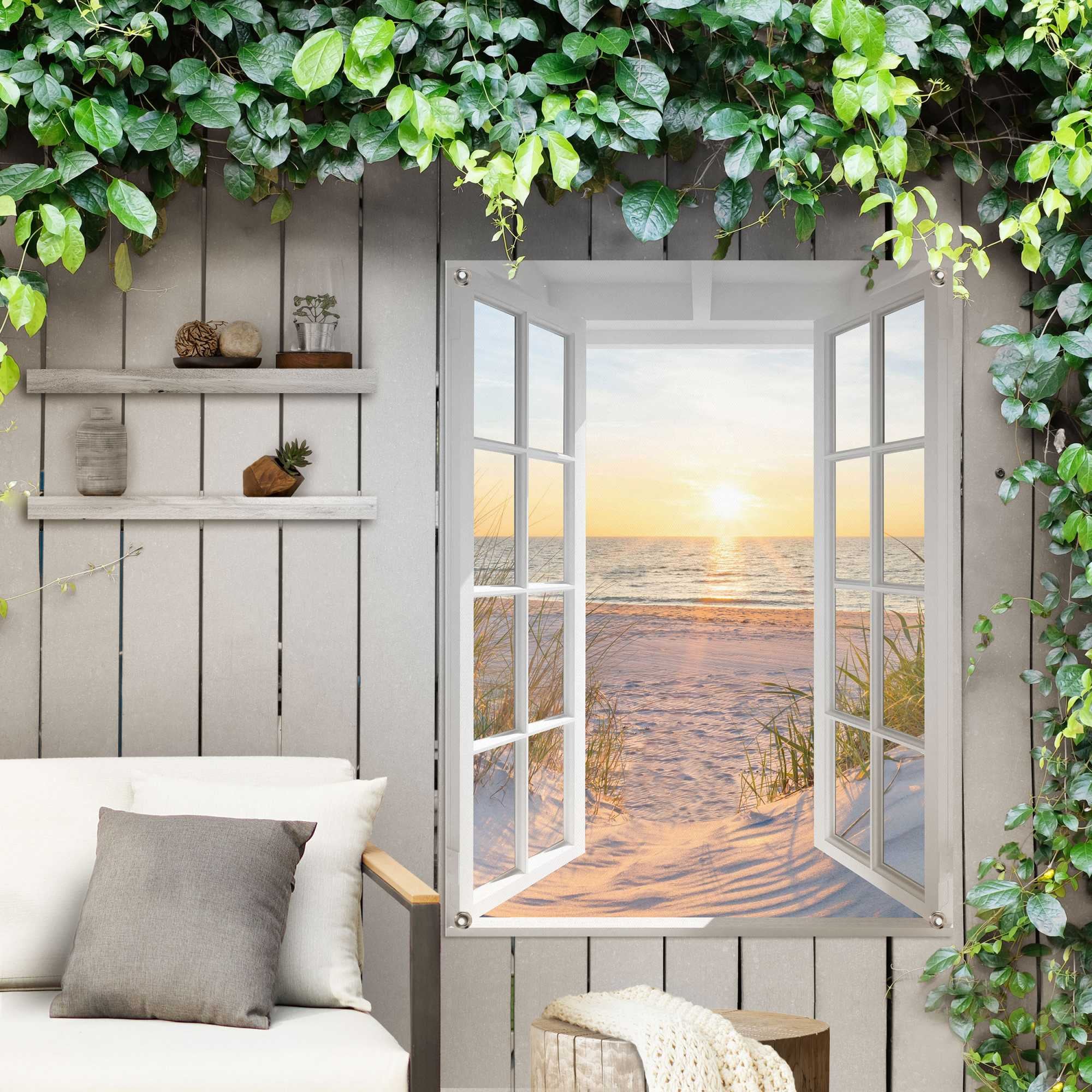 oder das Fenster«, Poster Garten auf Balkon versandkostenfrei ♕ für Reinders! »Sonnenuntergang durch Outdoor