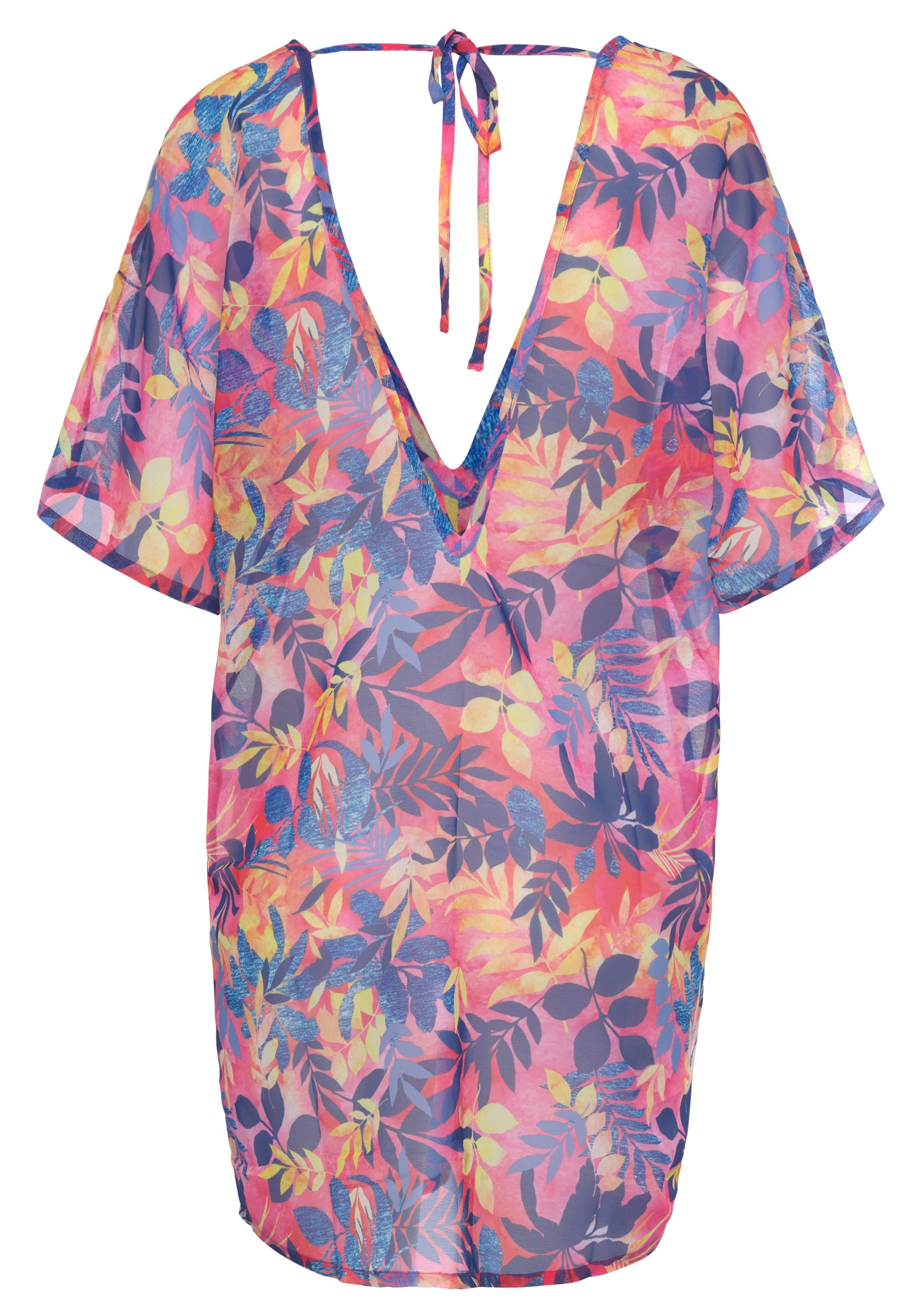 Vivance Chiffontunika, mit Strandmode, Blätterdruck, sommerlich Blusenkleid, auf versandkostenfrei
