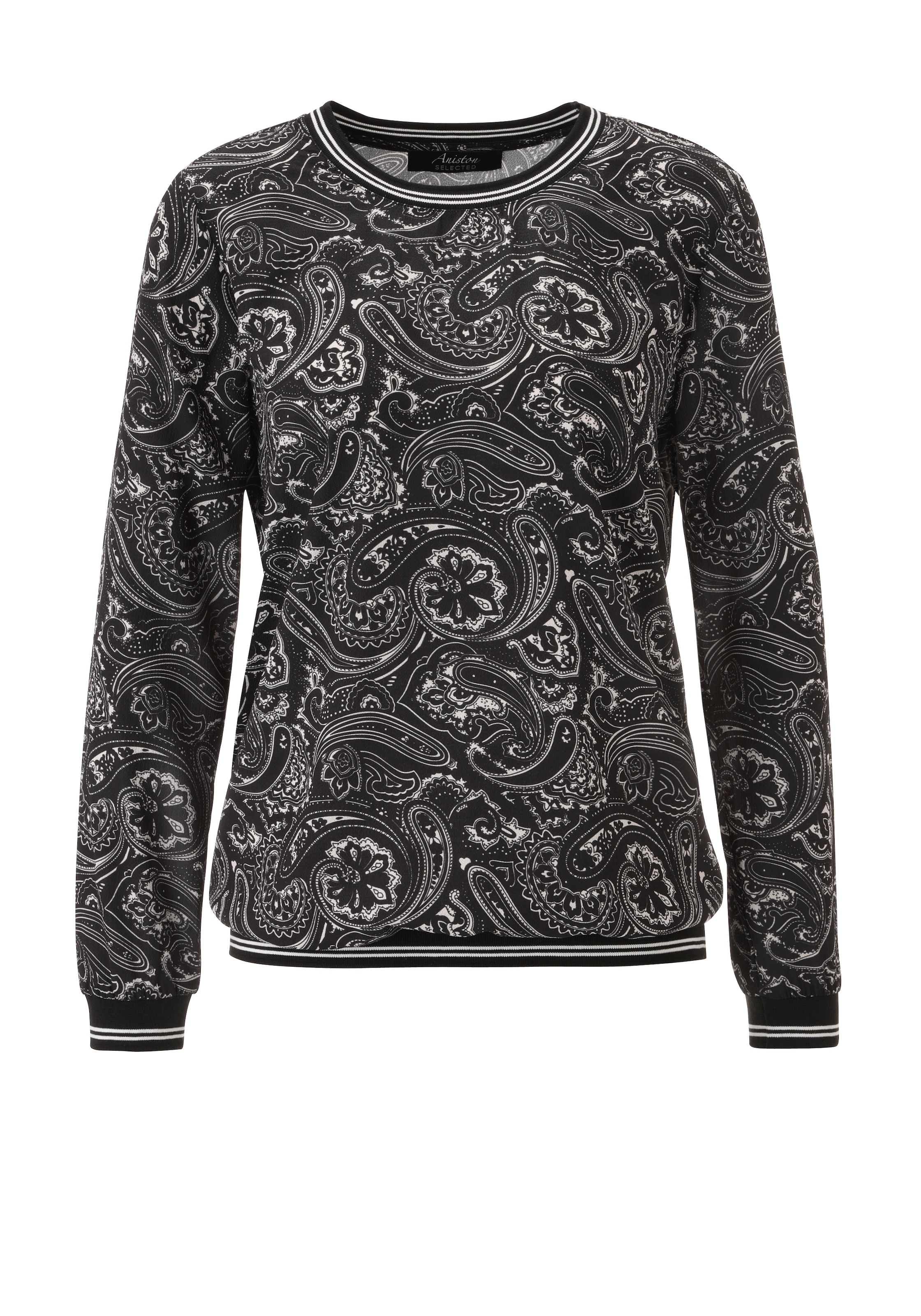 Aniston SELECTED Chemisier à chemise avec bord-côtes rayés et motif ornemental intégral - NOUVELLE COLLECTION