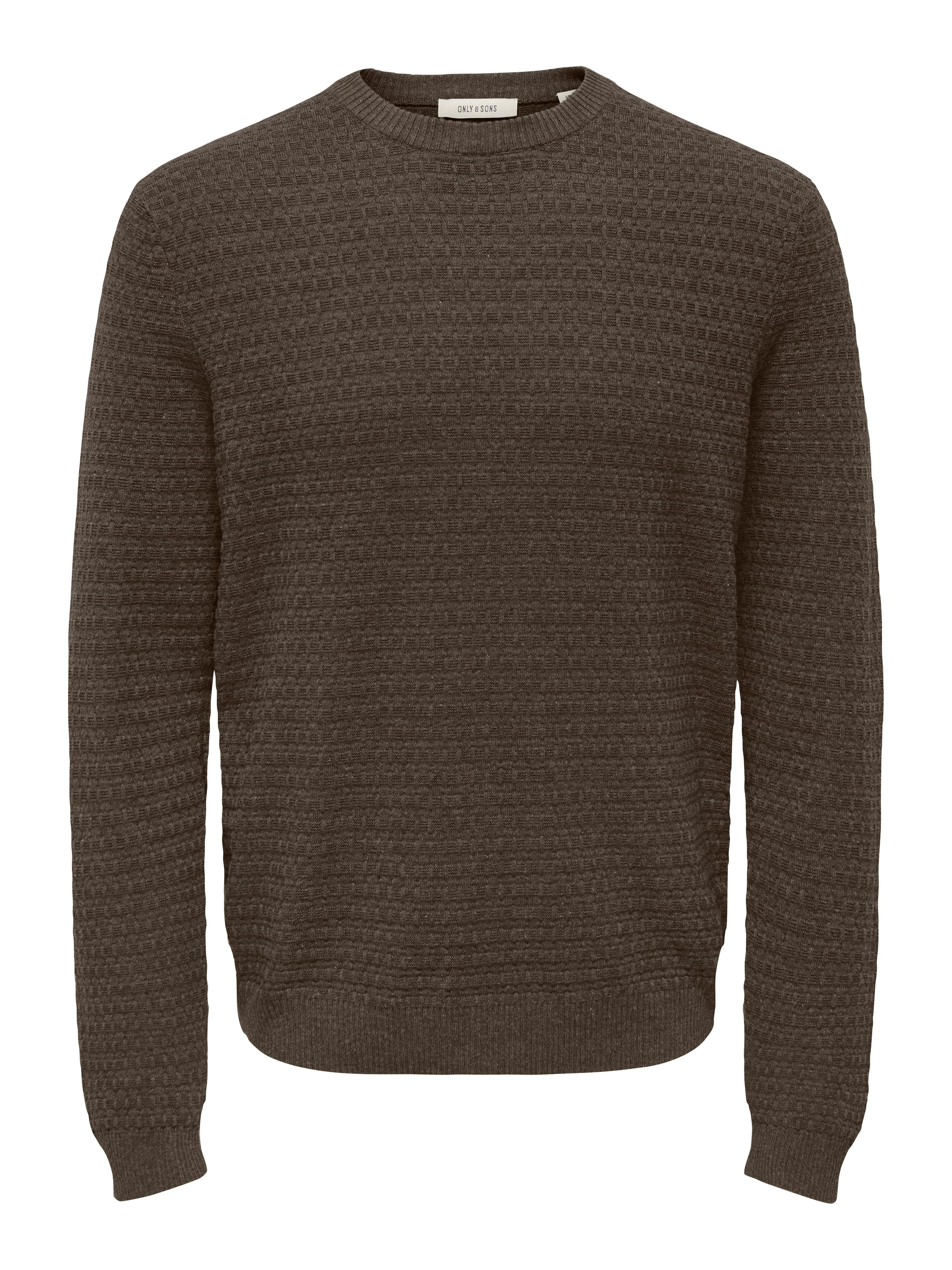 ONLY & SONS Pull à col rond »ONSLOUI LS STRUCTURE CREW REG NOOS« mélange coton, coupe régulière
