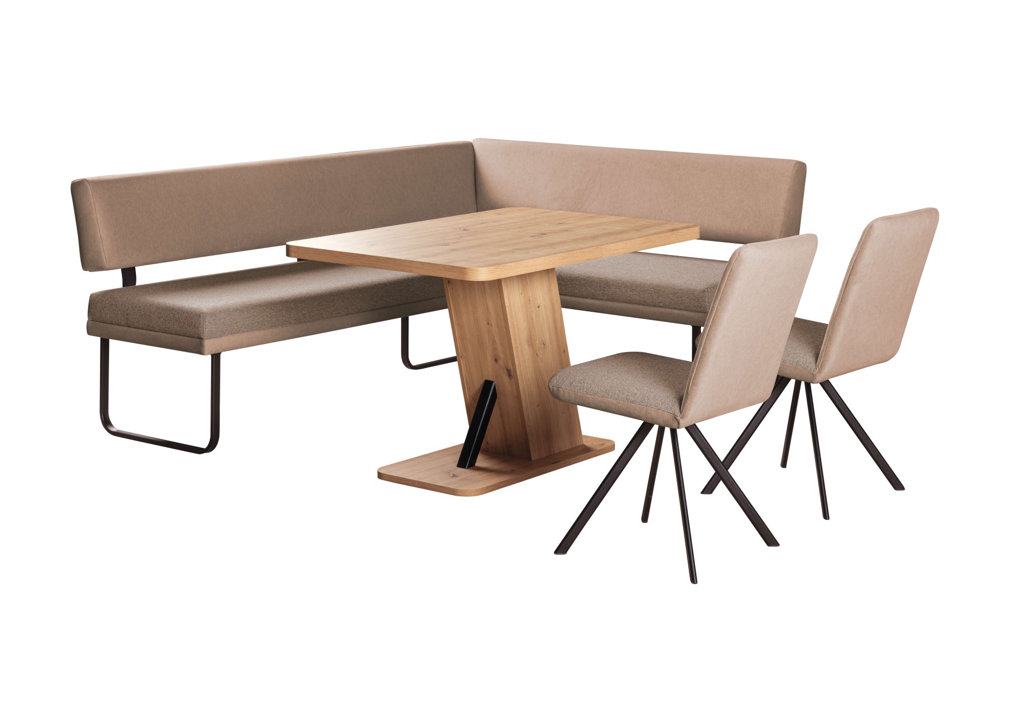 GOODproduct Eckbankgruppe »Gabi Essecke, Sitzgruppe, Eckbankgruppe, Küchenbankgruppe« Set, 4tlg, 4 tlg. tlg. Gestell aus matt-schwarzem Flachmetall, stabil, 2-Stoff-Design