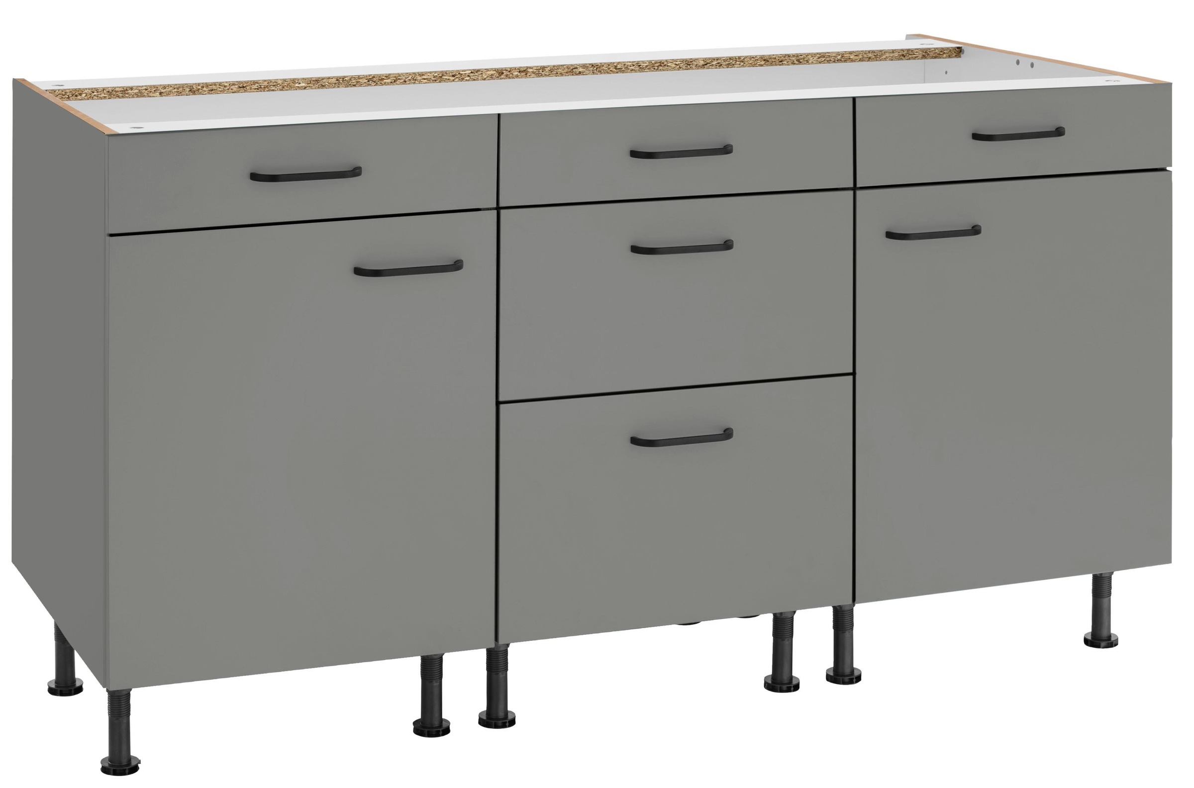 Image of OPTIFIT Unterschrank »Elga«, (3 St.), mit Soft-Close-Funktion, höhenverstellbaren Füssen, Auszüge und Griffe aus Metall, Breite 150 cm bei Ackermann Versand Schweiz