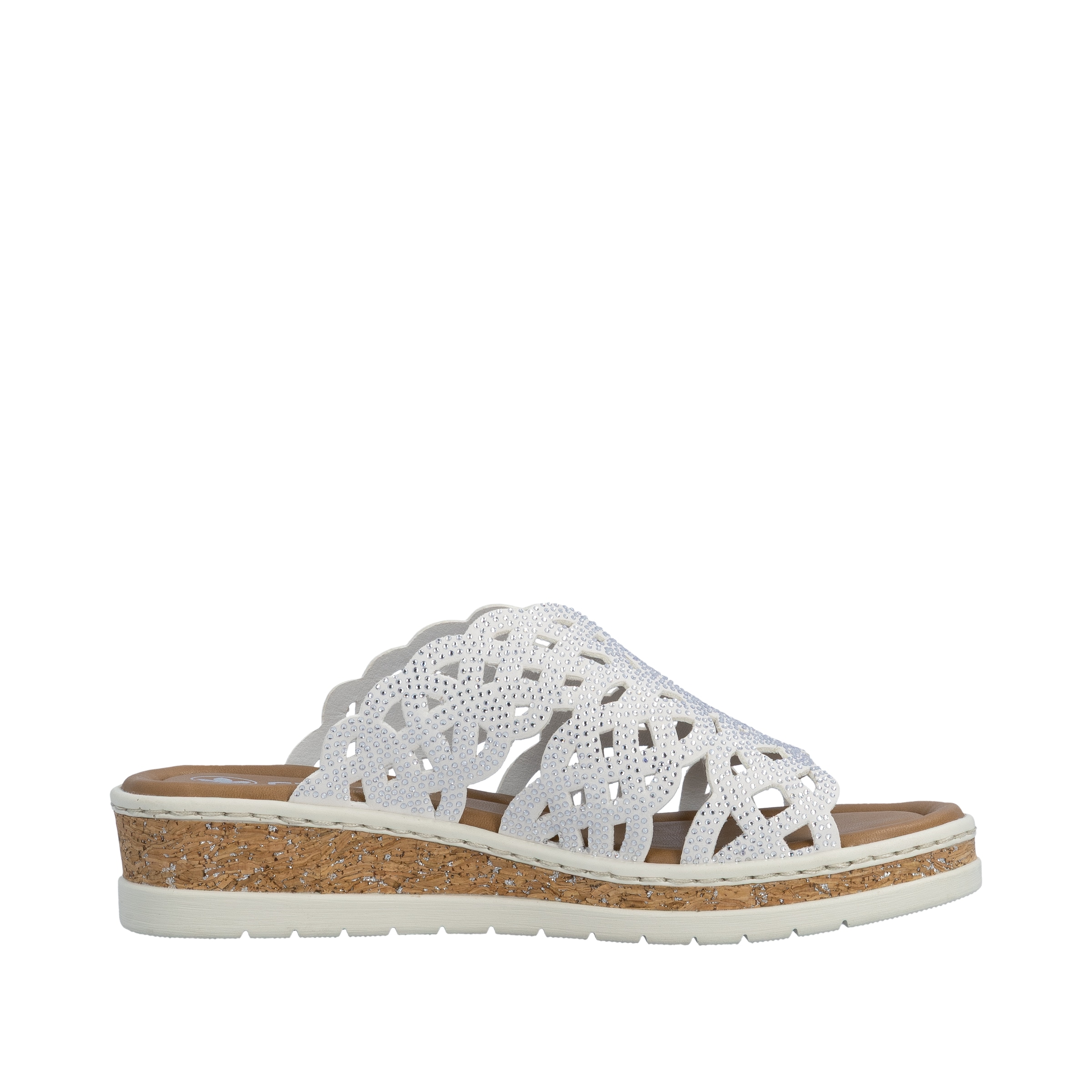 Rieker Pantolette  chaussure d'été, chausson, talon compensé, avec pierres scintillantes