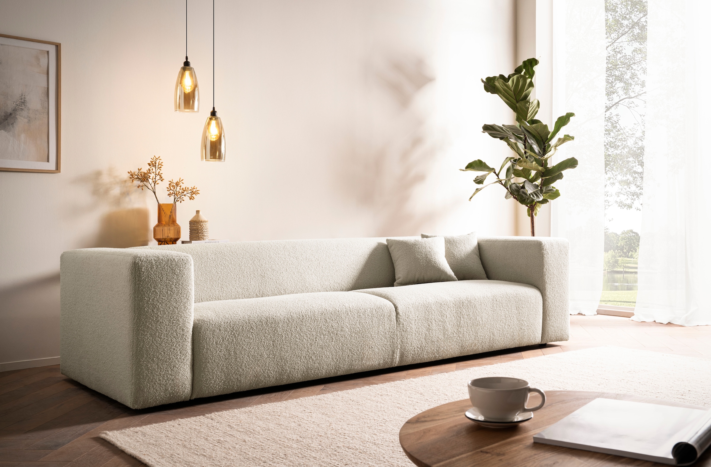 andas 3-Sitzer »BAKELS, Couch in Cord oder Boucle-Stoff, Sofa im modernen Design« bequemer Sitzkomfort,in 2 Stoffen und 8 Farben lieferbar