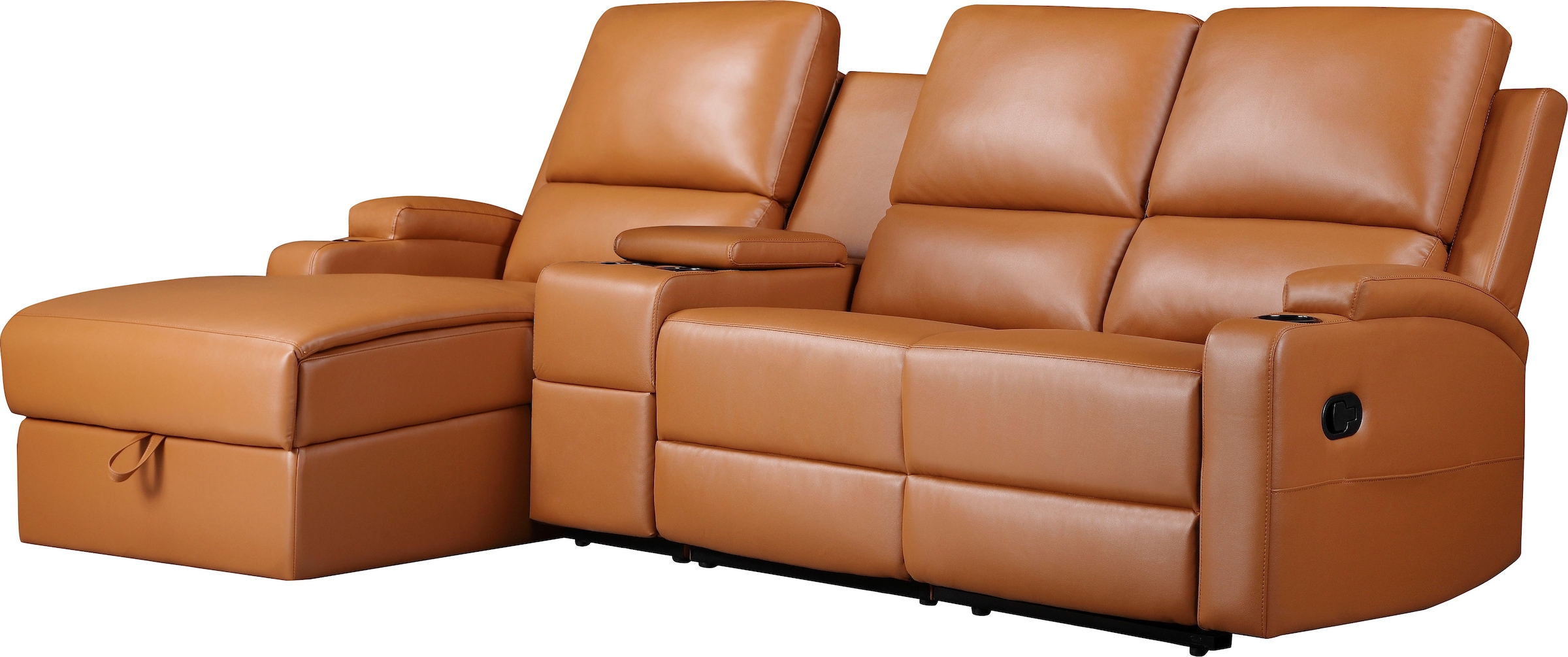 Home affaire Ecksofa »NAPORI Multimediasofa, 3er Kinosessel XXL, L-Form, 3 Bezugsstoffe«, Kinosofa mit Relaxfunktion, Getränkehalter, Staufach und Staukasten