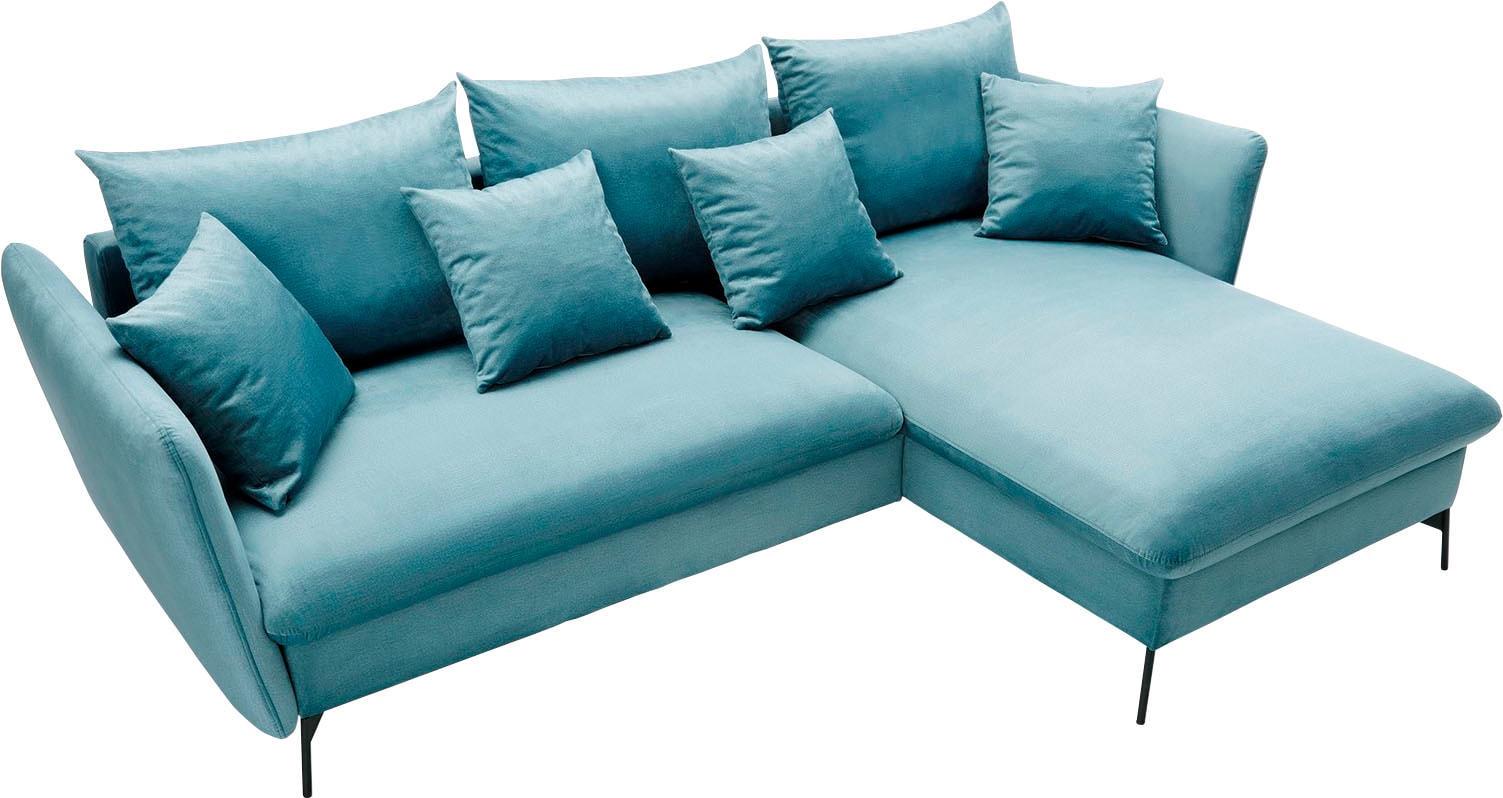 andas Ecksofa »LIVORNO,258 cm, L-Form,«, Schlaffunktion u. Bettkasten (139/224cm), Samt, Struktur, Webstoff