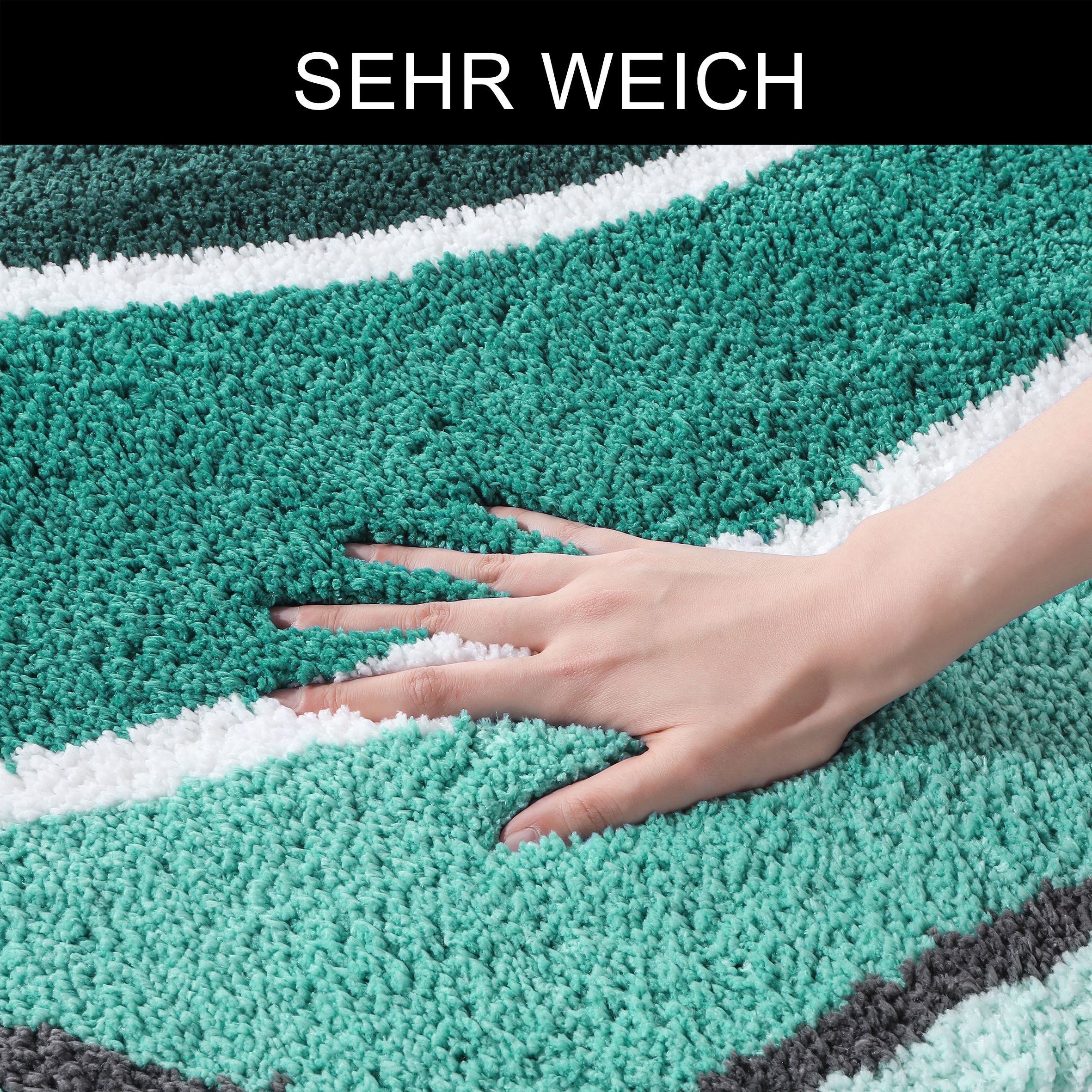 my home Badematte »Juna mit Muster, Badvorleger, Badezimmer Teppich, Duschvorleger« Höhe 20 mm rutschhemmend beschichtet strapazierfähig besonders weich, Design, Badematten, Badteppich