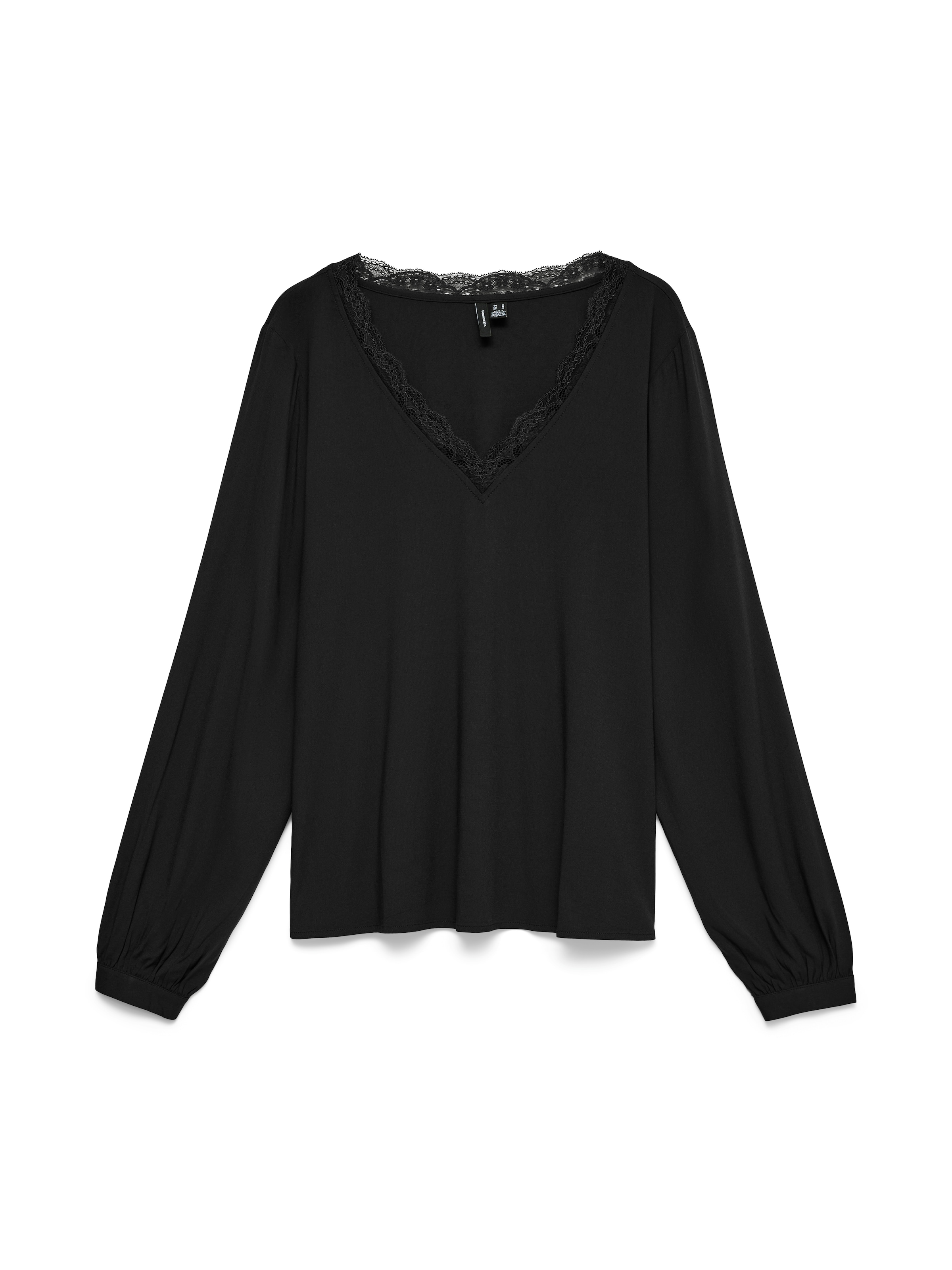 Image of Vero Moda Shirtbluse "VMCBELLA LS LACE TOP WVN NOOS CUR" Viskosemischung, mit Spitze