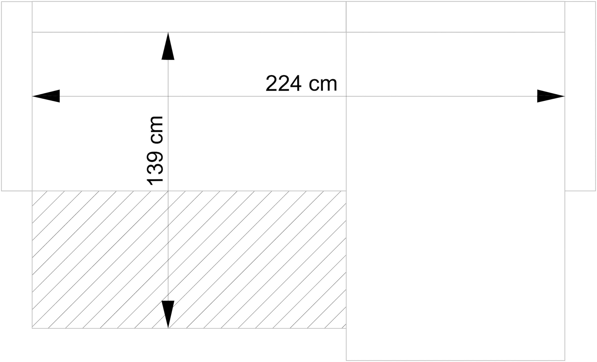 andas Ecksofa »LIVORNO,258 cm, L-Form,«, Schlaffunktion u. Bettkasten (139/224cm), Samt, Struktur, Webstoff