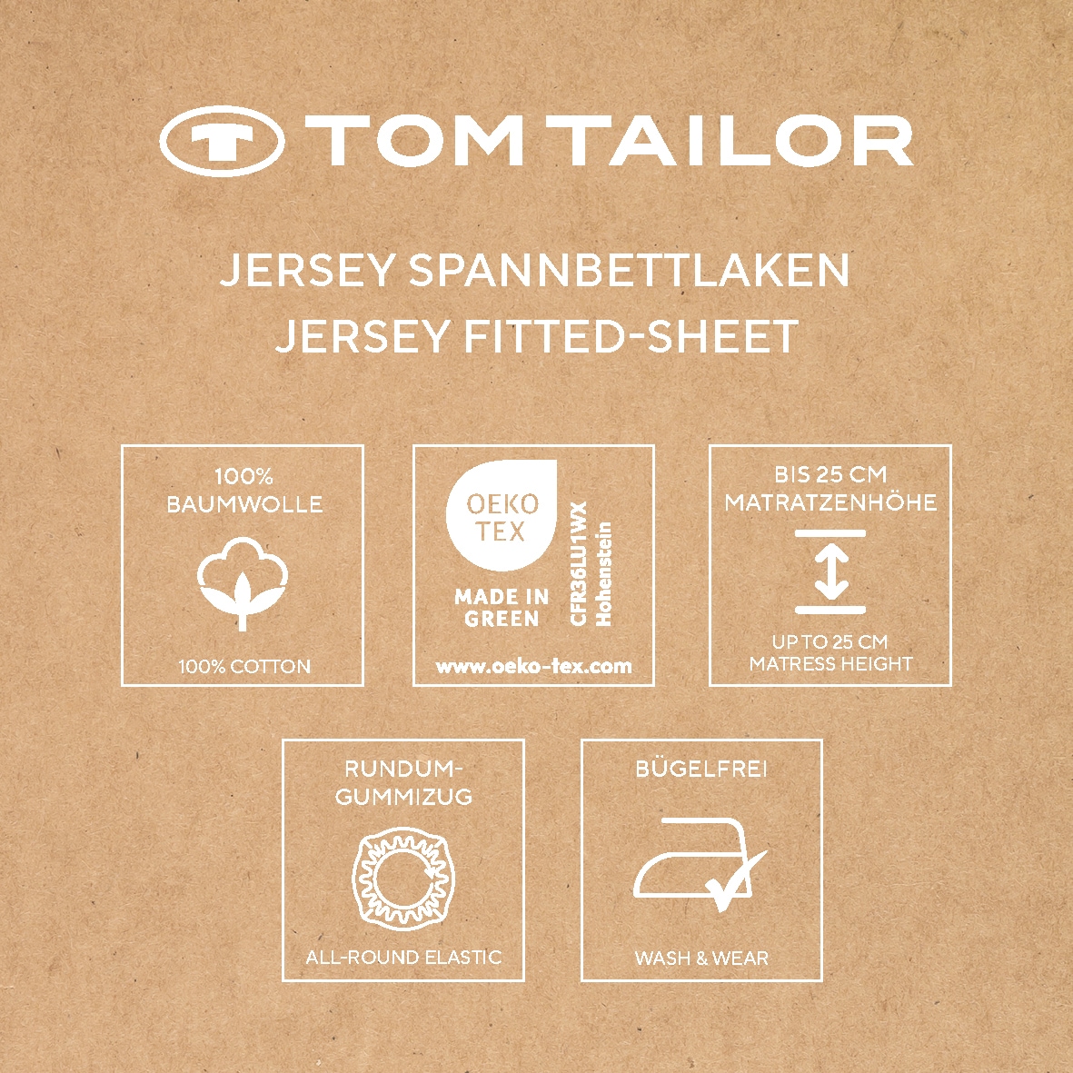 TOM TAILOR HOME Spannbettlaken »Tom Tailor Jersey« ab Grösse 90x200 cm, Laken in hochwertiger Jersey Qualität