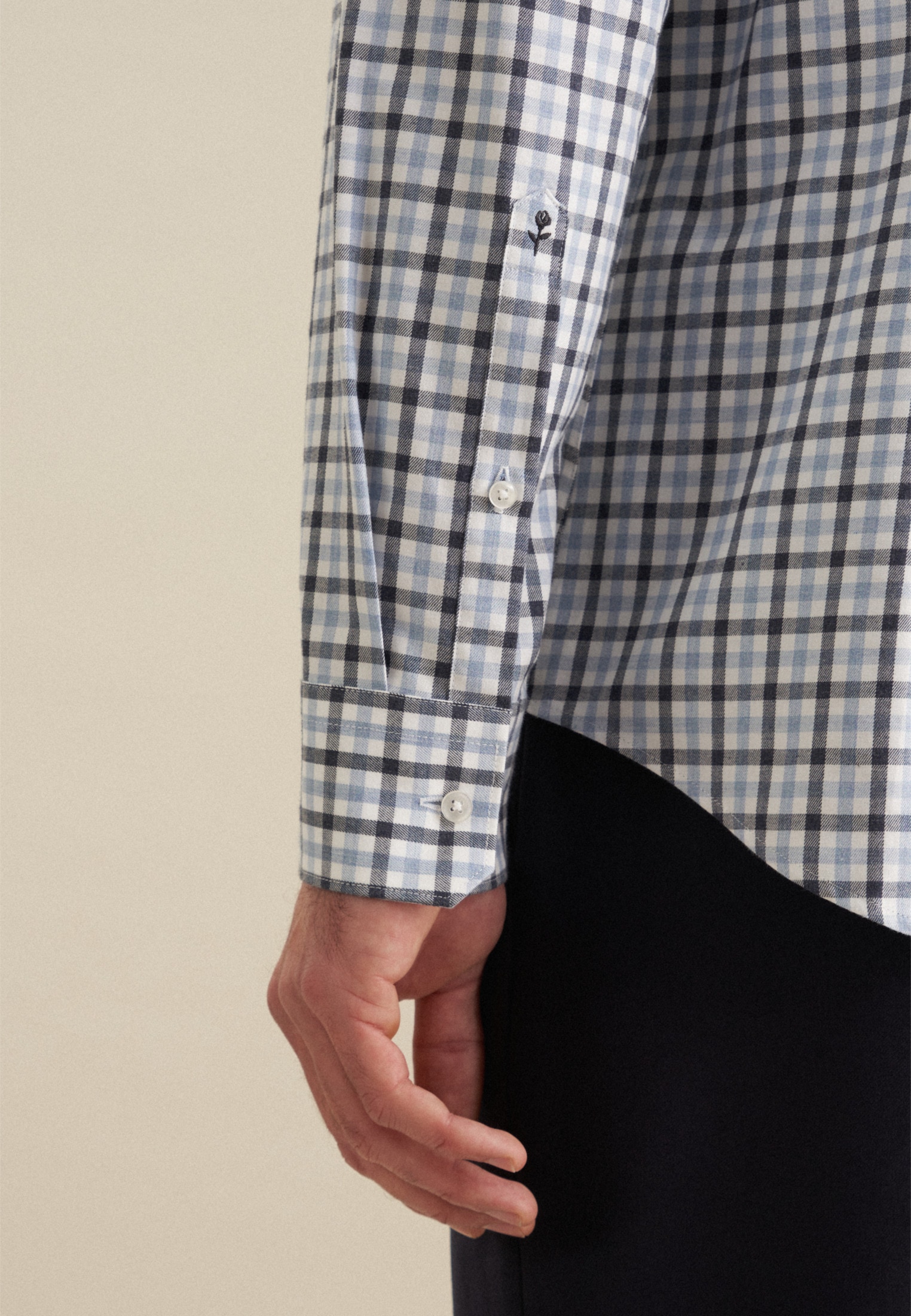 seidensticker Flanellhemd »Slim«, Slim Langarm Button-Down-Kragen Karo