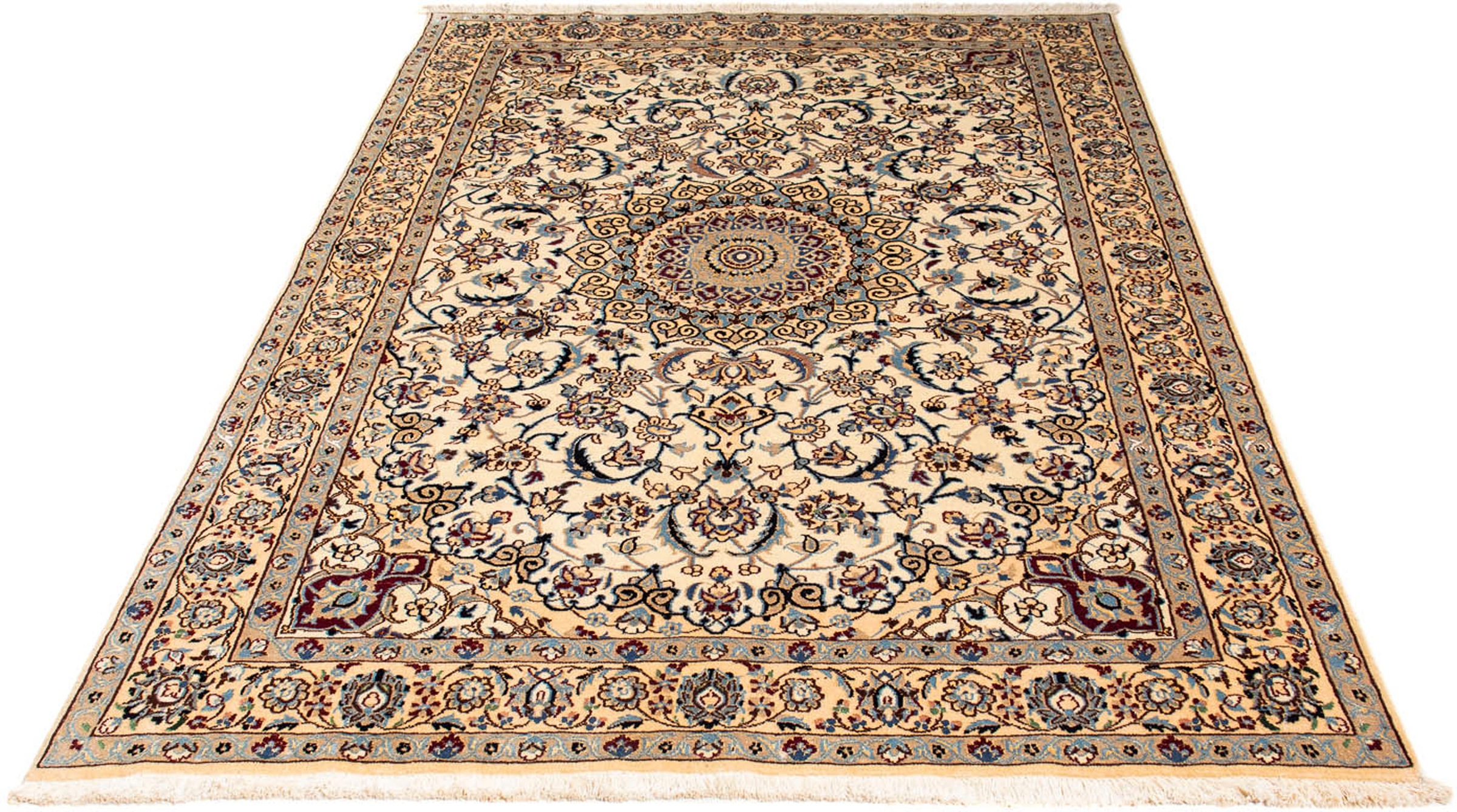 Image of morgenland Orientteppich »Perser - Nain - Premium - 186 x 132 cm - beige«, rechteckig, 6 mm Höhe, Wohnzimmer, Handgeknüpft, Einzelstück mit Zertifikat bei Ackermann Versand Schweiz