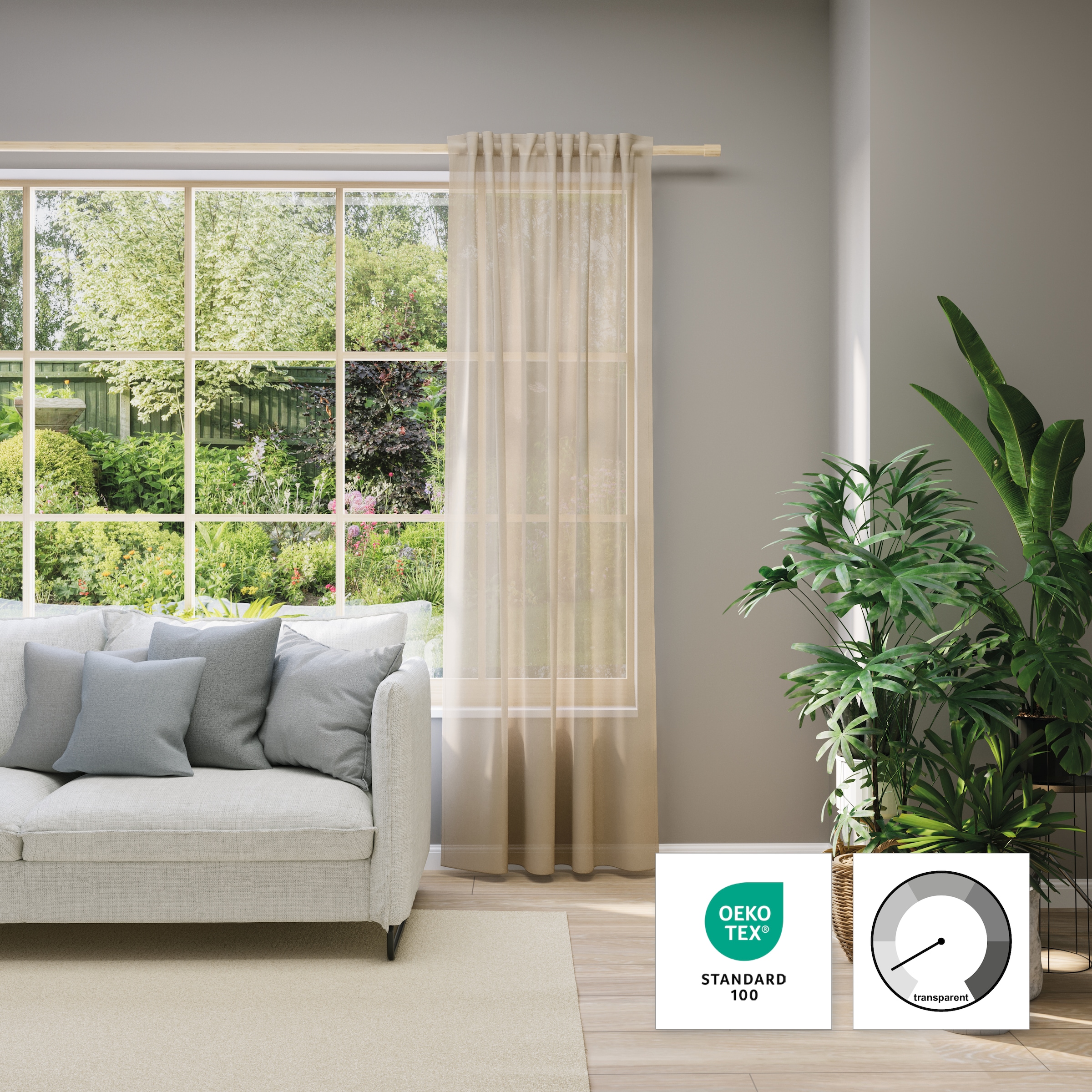 Neutex for you! Rideau sur mesure »EVA« Bande multifonctionnelle 1 cuis tlg. Uni-Voile mit elegantem Glanz