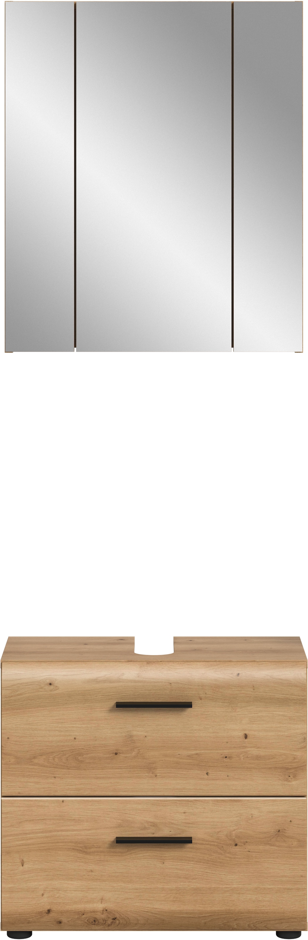 welltime Ensemble de meubles de salle de bain »FLORENZ,  2-teilige Badkombination, hochwertige MDF-Front« Ensemble, bestehend aus: 1 Waschbeckenunterschrank, 1 Spiegelschrank, 2 cuis tlg.