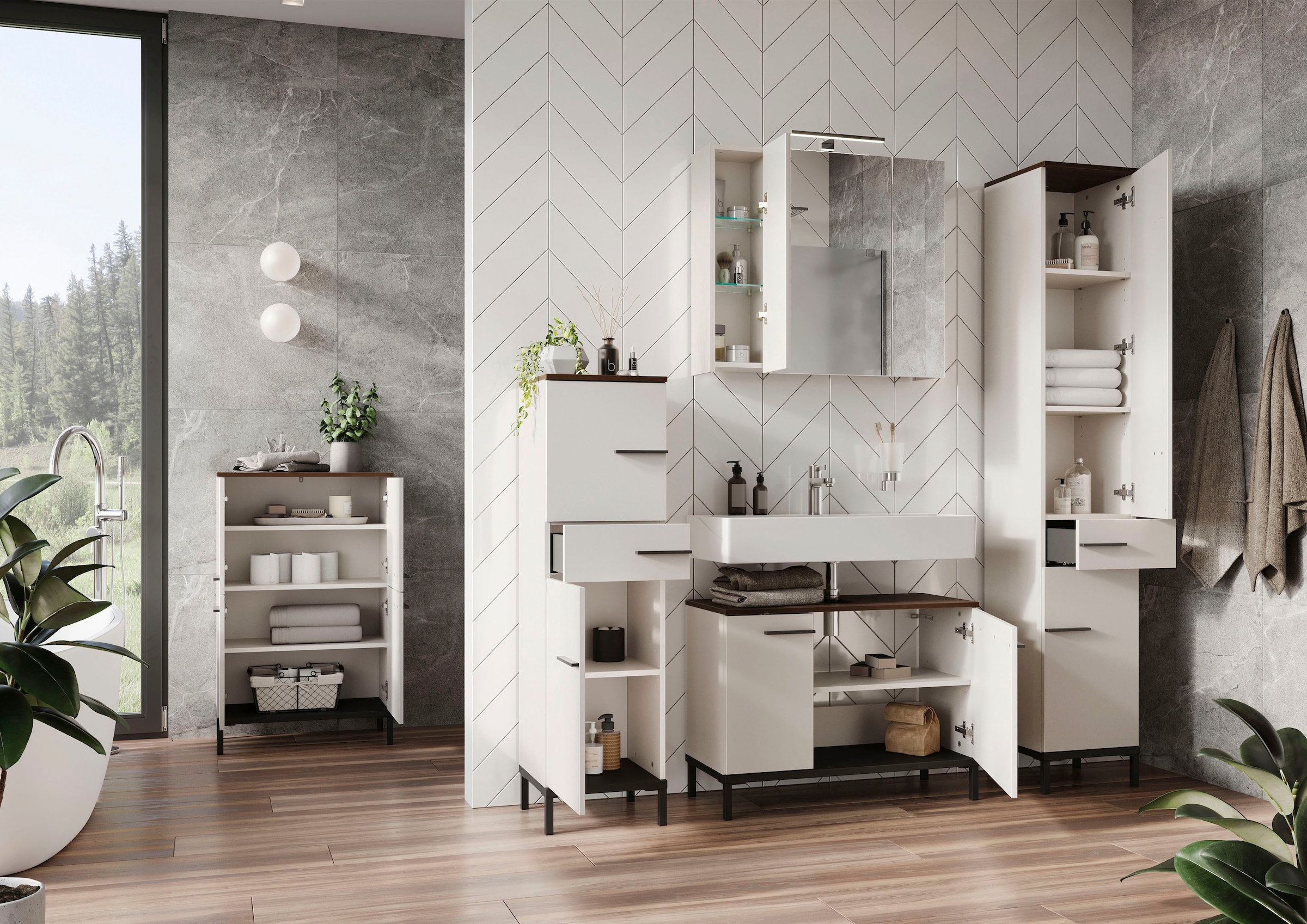 GERMANIA Armoire intermédiaire »Yonkers« Melaminharzbeschichtung, Hochwertige ABS-Kanten, Steggriffe