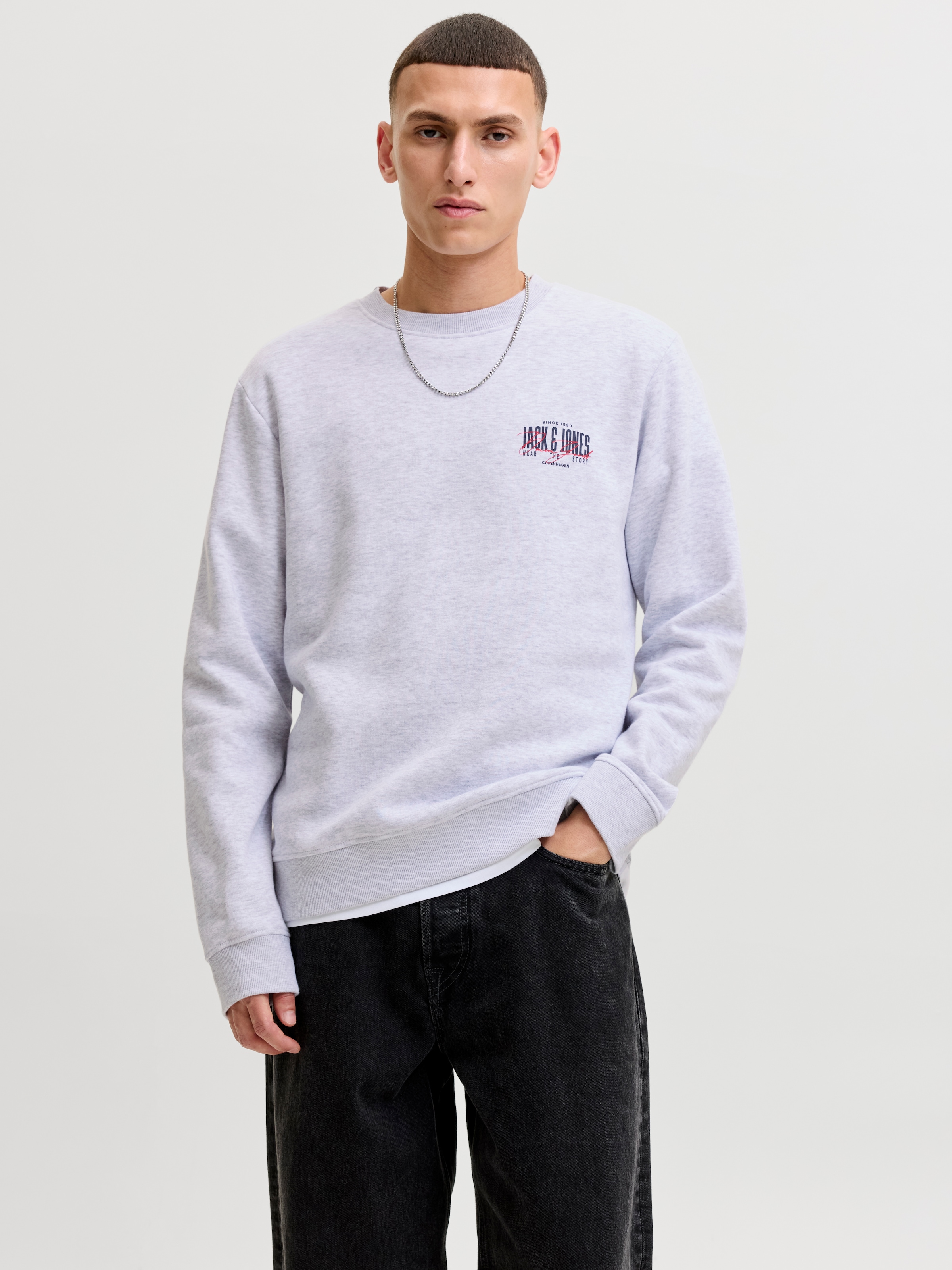 Image of Jack & Jones Sweatshirt "JJAERO SWEAT CREW NECK", Materialmix, regular fit
