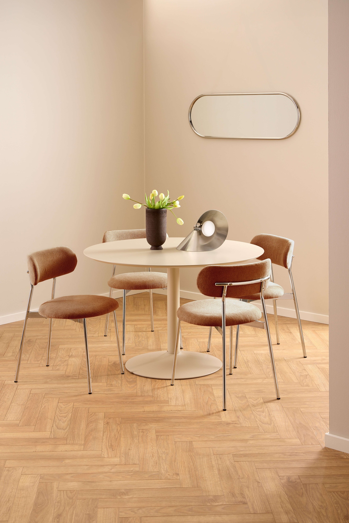 ACTONA GROUP Chaise de salle à manger »Lyric, Küchenstuhl, mit gepolsterter Sitzfläche« (Ensemble) 2 cuischaise, chenille, rétro-futuriste, structure acier chromé, FSC™