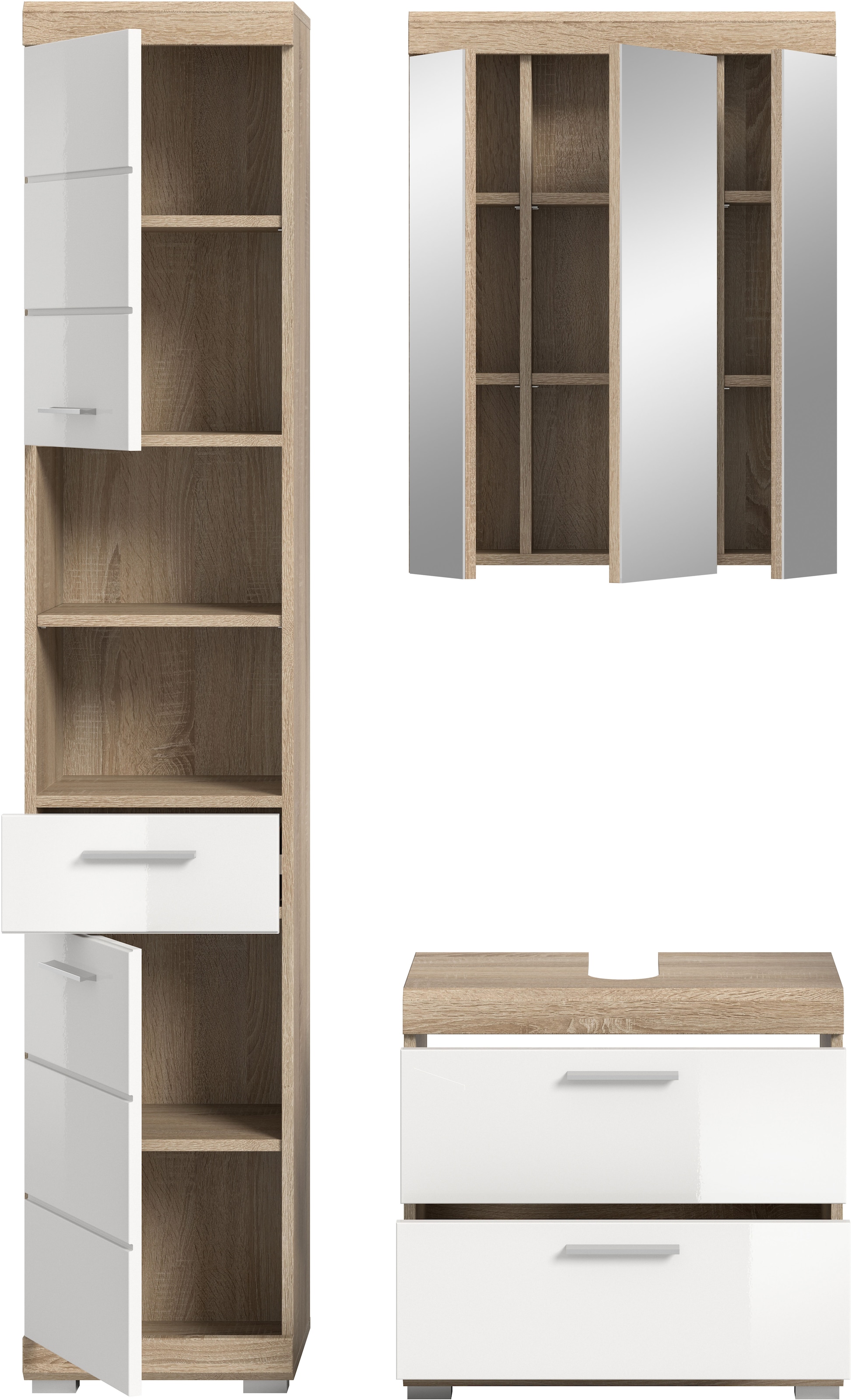 welltime Badmöbel-Set »Siena, 3 teilig, bestehend aus:« Set, TOPSELLER!, 3 Stk. tlg.