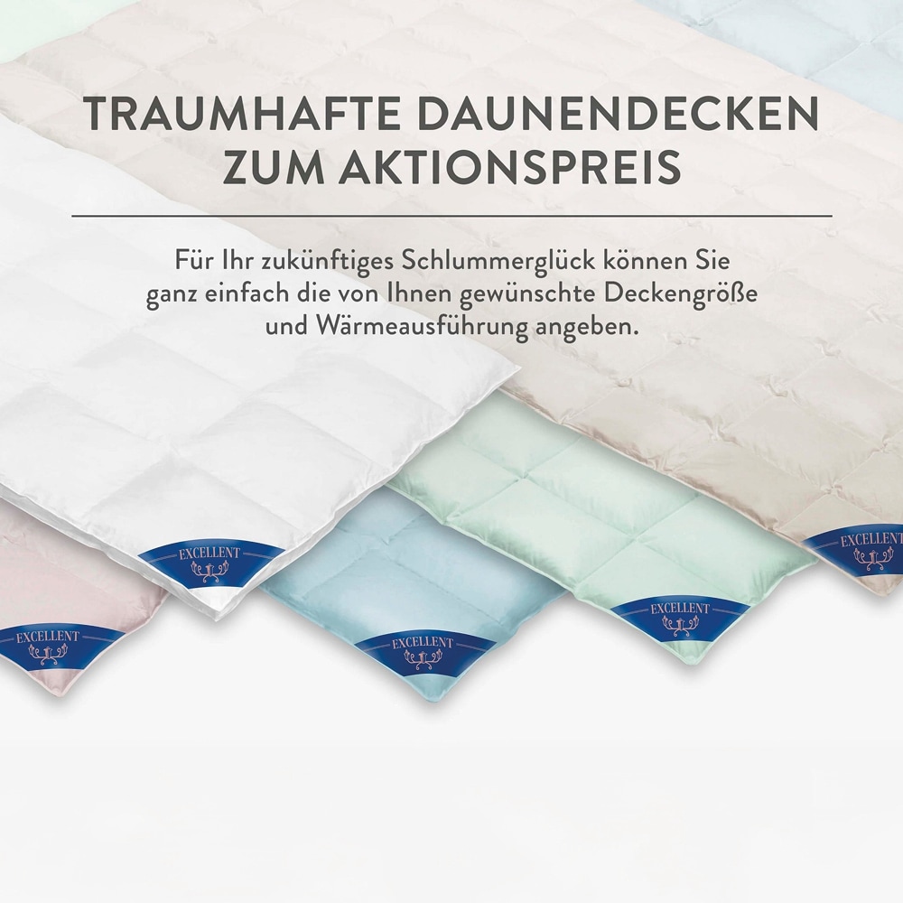 Excellent Daunenbettdecke »Überraschungsbox«, extrawarm, Füllung 90% Daunen, 10% Federn, Bezug Baumwolle, (1 St.), absoluter Sonderpreis, wegen Lagerräumung, Solange der Vorrat reicht