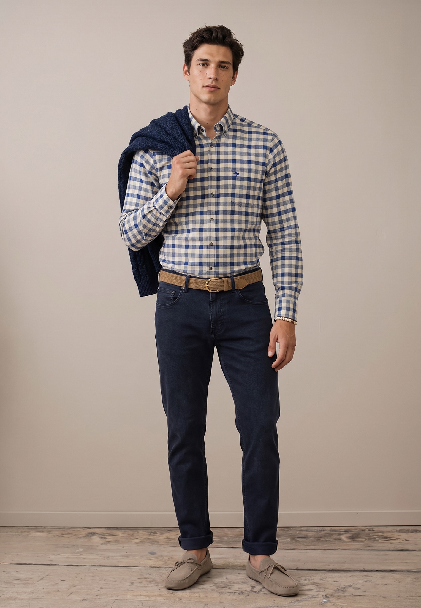 FYNCH-HATTON Chemise à carreaux avec col boutonné