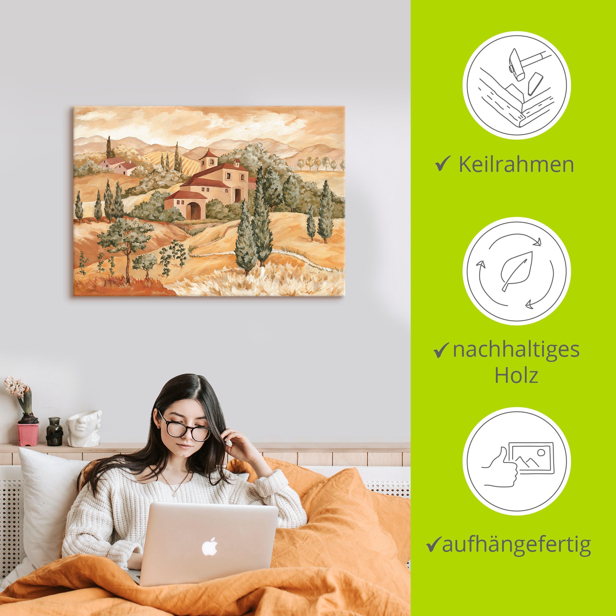 Artland Leinwandbild »Landschaft IV« Europa 1 Stk. tlg. auf Holzrahmen gespannt