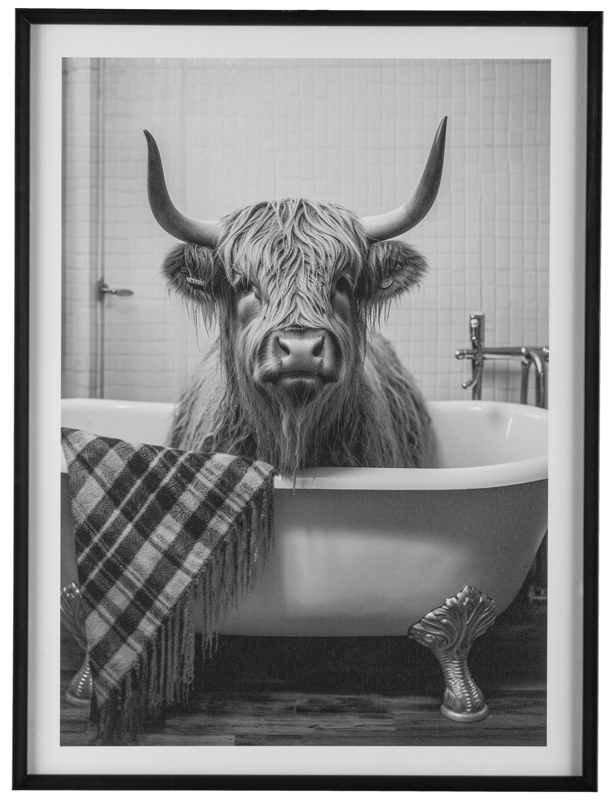 Image of Creativ home Bild mit Rahmen "Leinwandbild Kuh in Badewanne" 1 Stk. tlg. mit Rahmen
