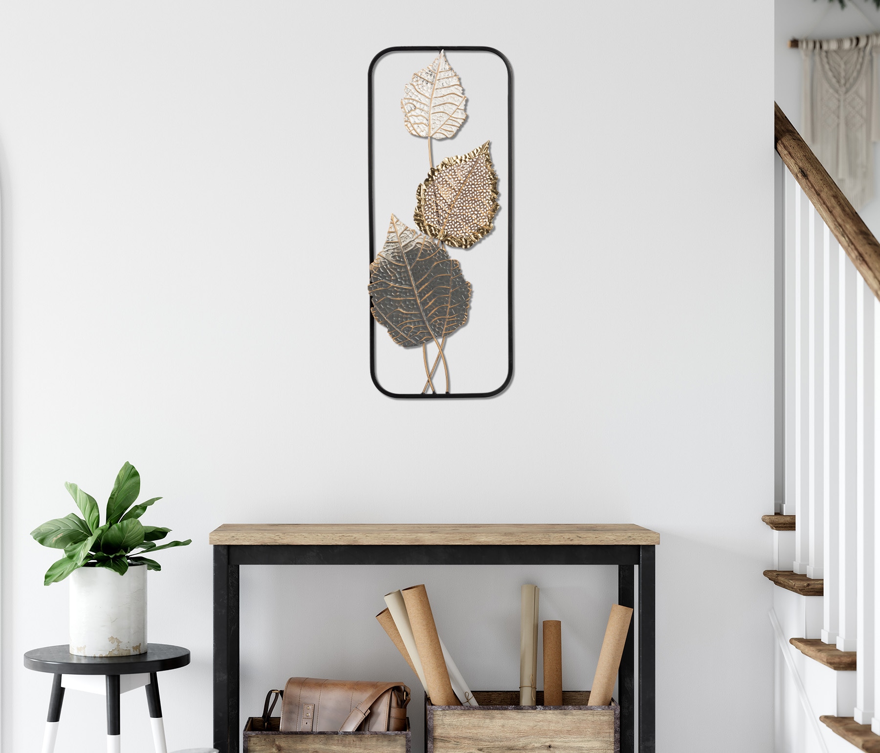 Bönninghoff Metallbild »BLÄTTER 25x61 cm – Deko modern« Blätter | Blätterbilder | Pflanzen Wanddekoration