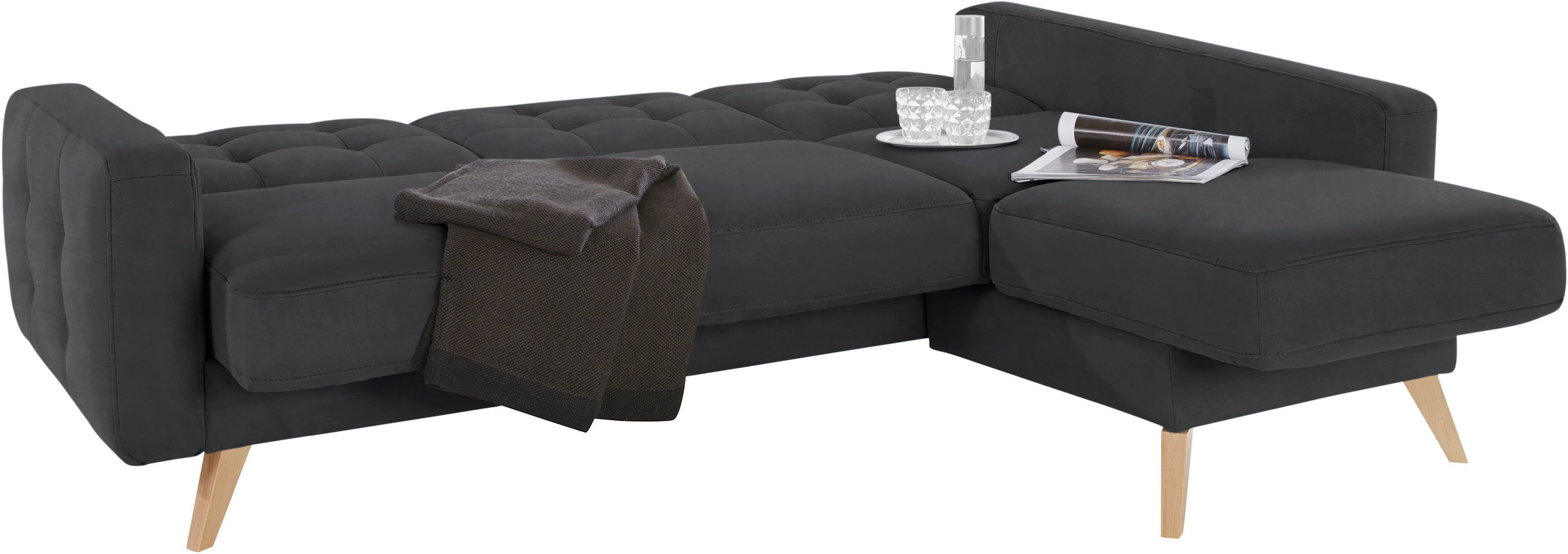 exxpo - sofa fashion Ecksofa »Nappa, kompakt und komfortabel, bequem, zeitloses Design, L-Form«, tolle Detailverarbeitung, inkl. Bettfunktion und Bettkasten
