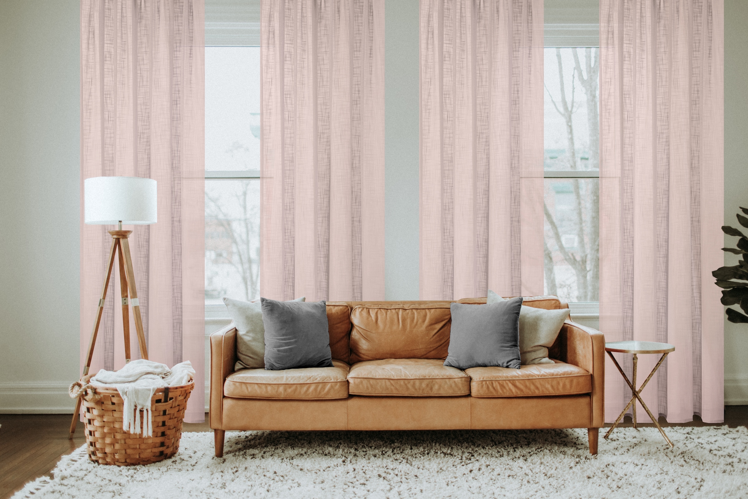 Image of Home Basics Gardine "SOFTY" Multifunktionsband 1 Stk. tlg. Kombibandschal Leinenstruktur SOFT
