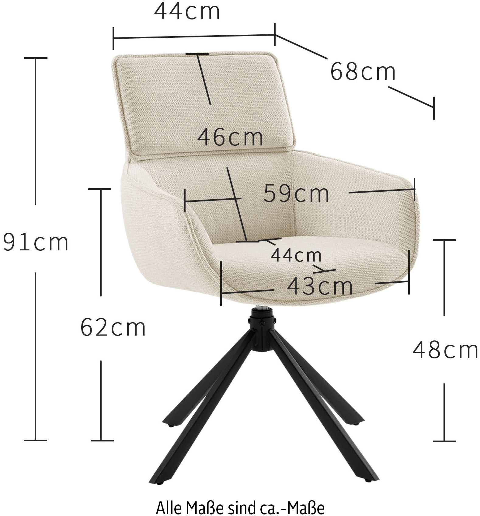 GOODproduct Ensemble de salle à manger »Cusey, besteht aus einem Esstisch und vier Stühlen« Set, Stühle drehbar, Esstisch 160 cm, 4 cm starke Tischplatte, 5 cuis tlg. kratzfester Tisch in Holzoptik, drehbare Stühlen, atmungsaktivem Stoff