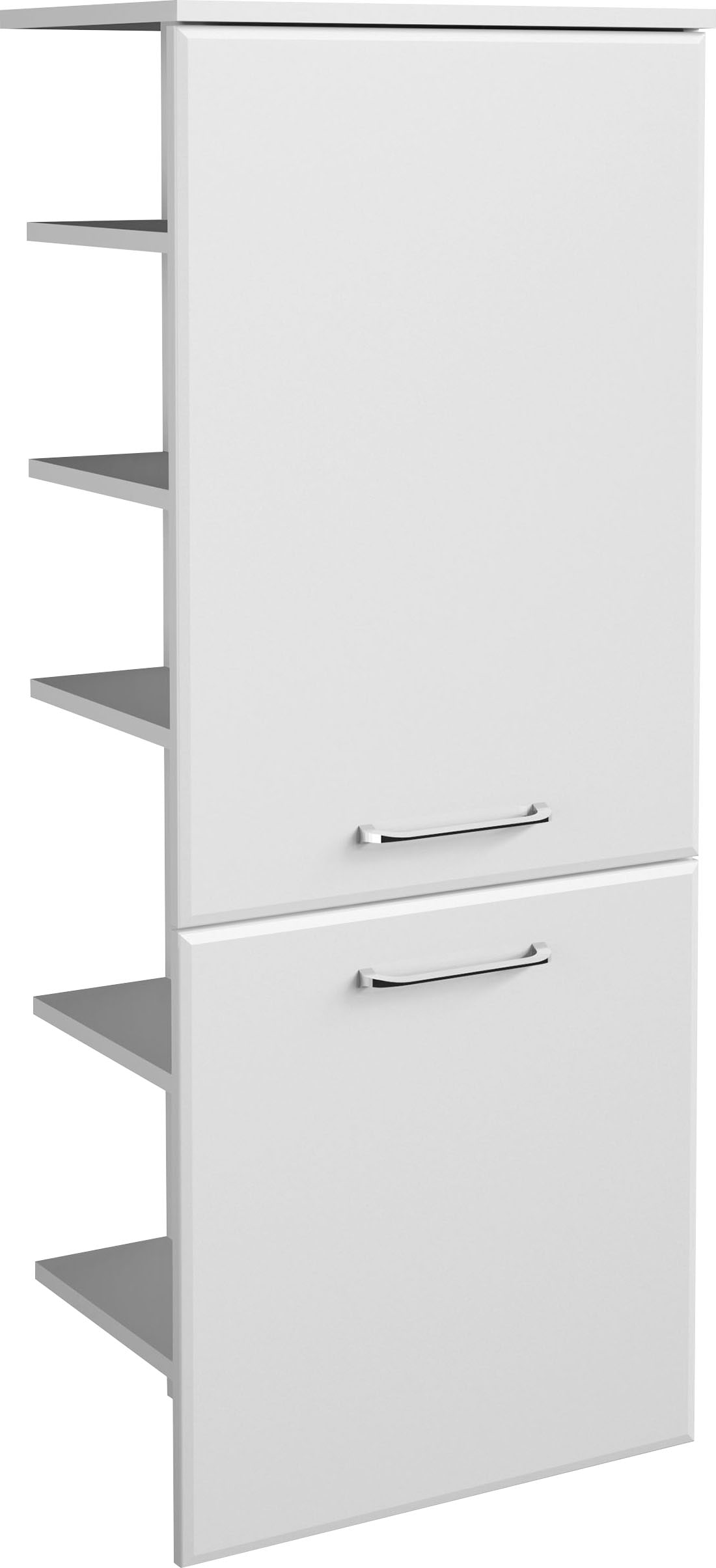 Saphir Armoire intermédiaire »Quickset Badschrank 50 cm breit, 2 Türen, seitliche Ablagen« Armoire de salle de bain midi avec amortisseur de porte, poignées chromées brillantes