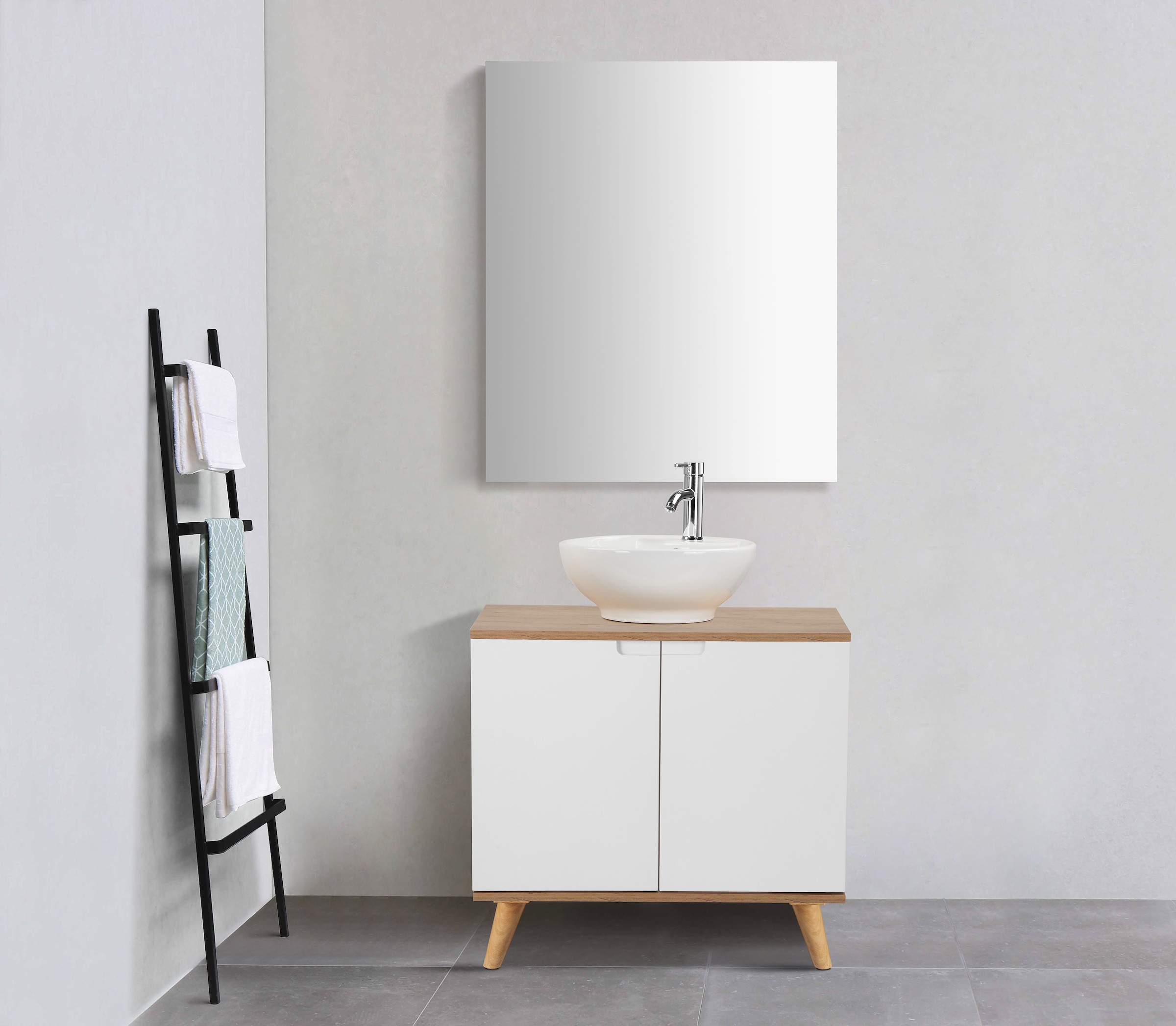 welltime Miroir de salle de bain »Lund Badezimmerspiegel Spiegelschrank ohne LED Beleuchtung« Spiegel Breite 58cm klassisches Design fürs Badezimmer
