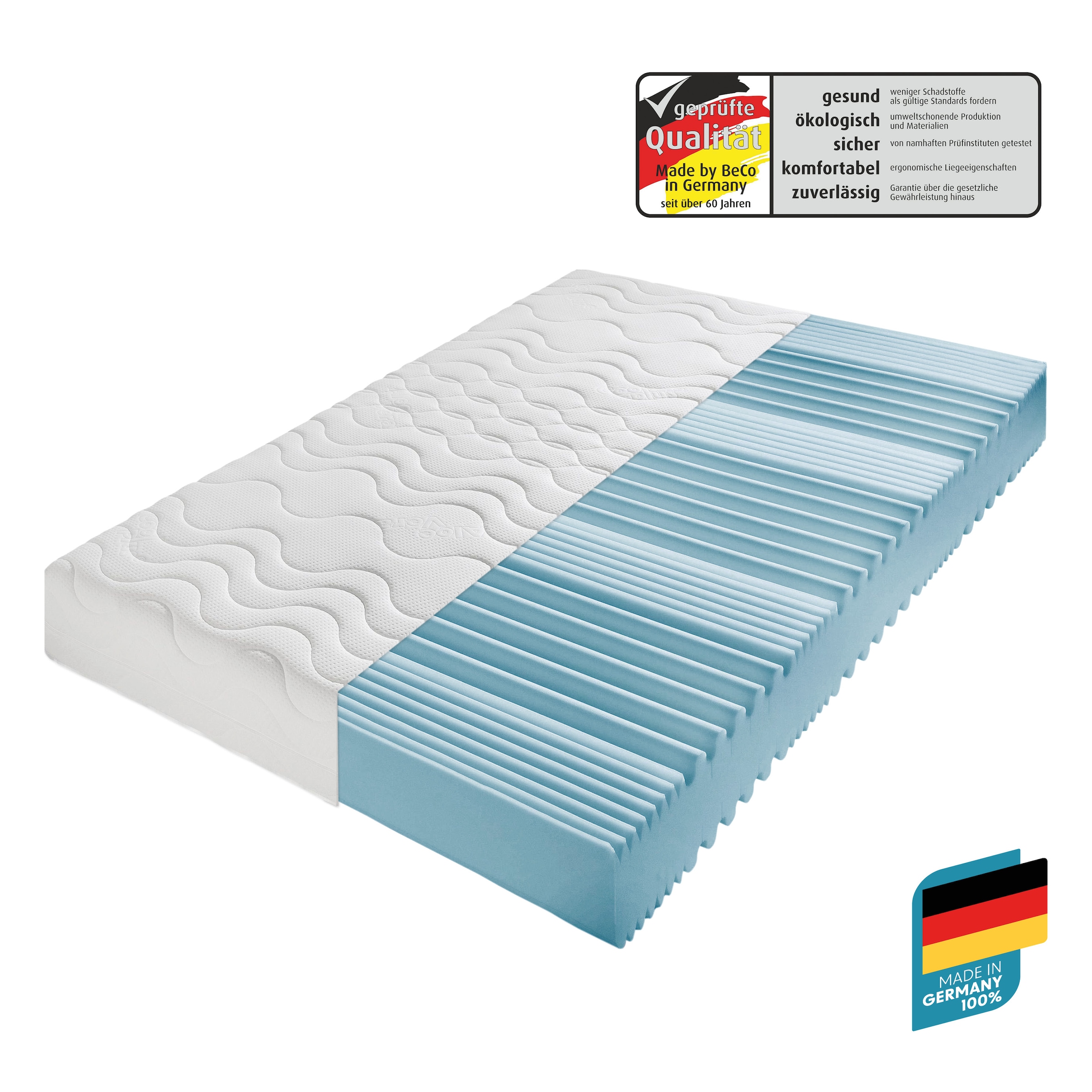 Image of Beco Komfortschaummatratze "Premium Cool Plus, Matratze in 140x200 cm und weiteren Grössen" 25 cm hoch Raumgewicht: 28 kg/m³ 1 Stk. tlg. Optimales Schlafklima durch Cool-Plus-Markenfaser