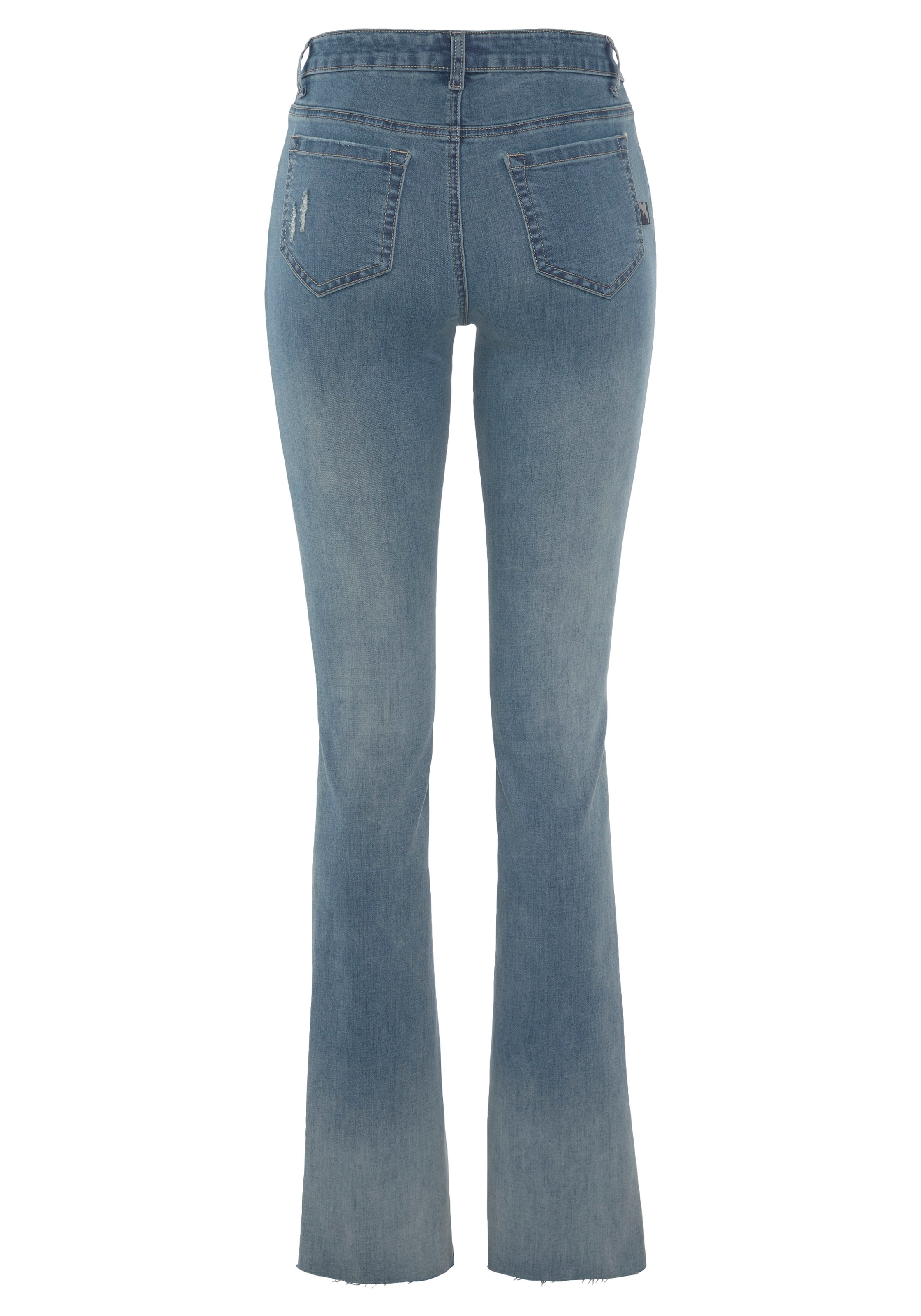 Arizona Bootcut-Jeans »Ultra-Stretch«, ausgestellte Beinform, modischer Used-Look, normale Leibhöhe