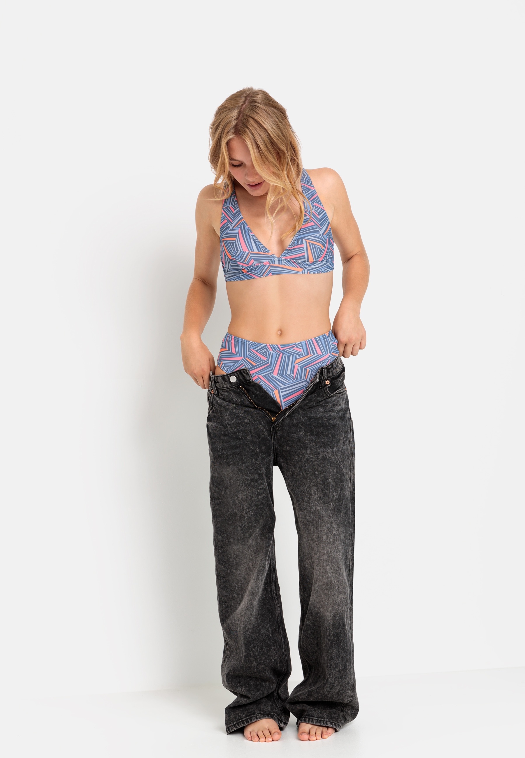LSCN by LASCANA Pantalon de bikini taille haute »Lisa« mit grafischem Muster