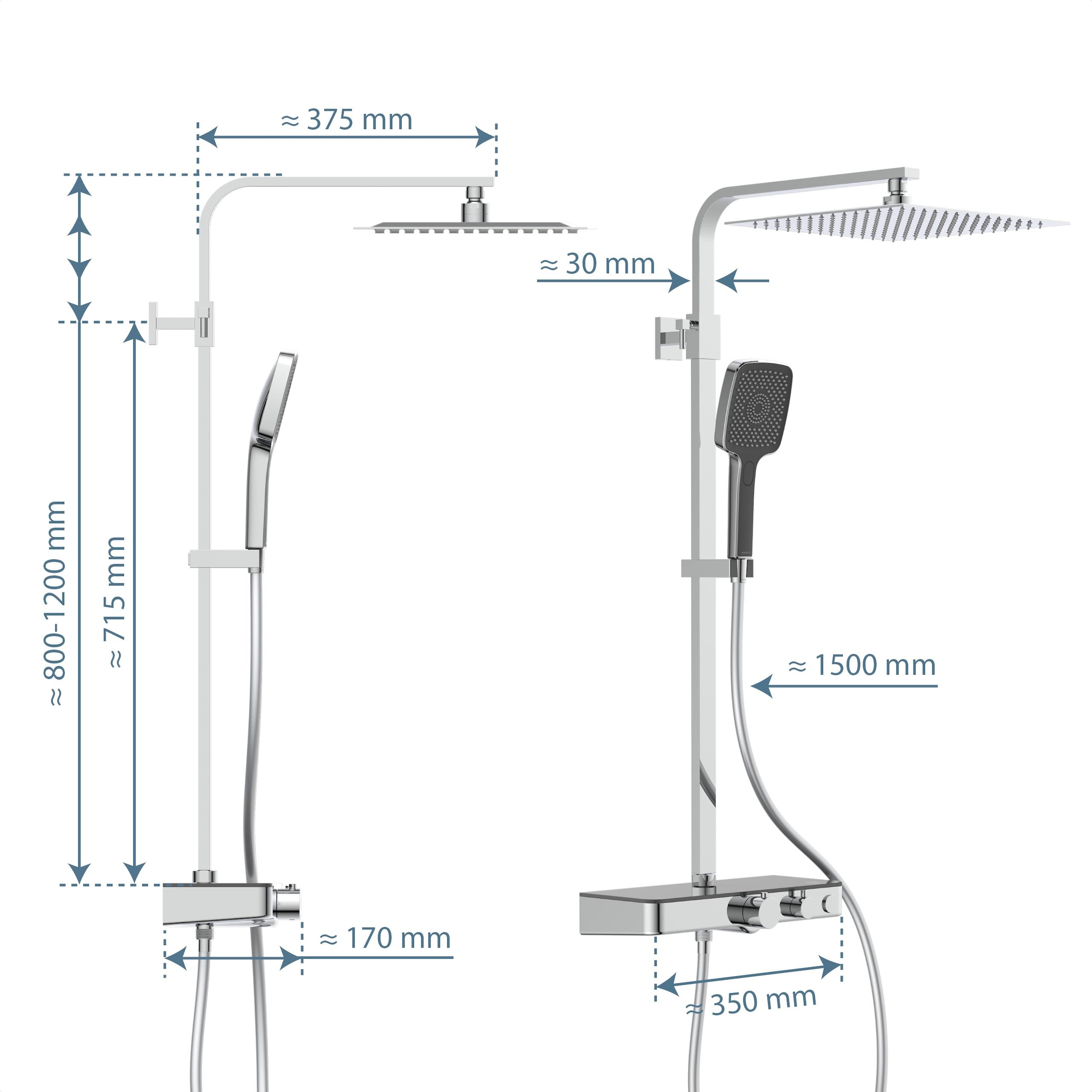 Schütte Garniture de douche »OCEAN« Sicherheitssperre, höhenverstellb., inkl. Glasablage, Antikalk