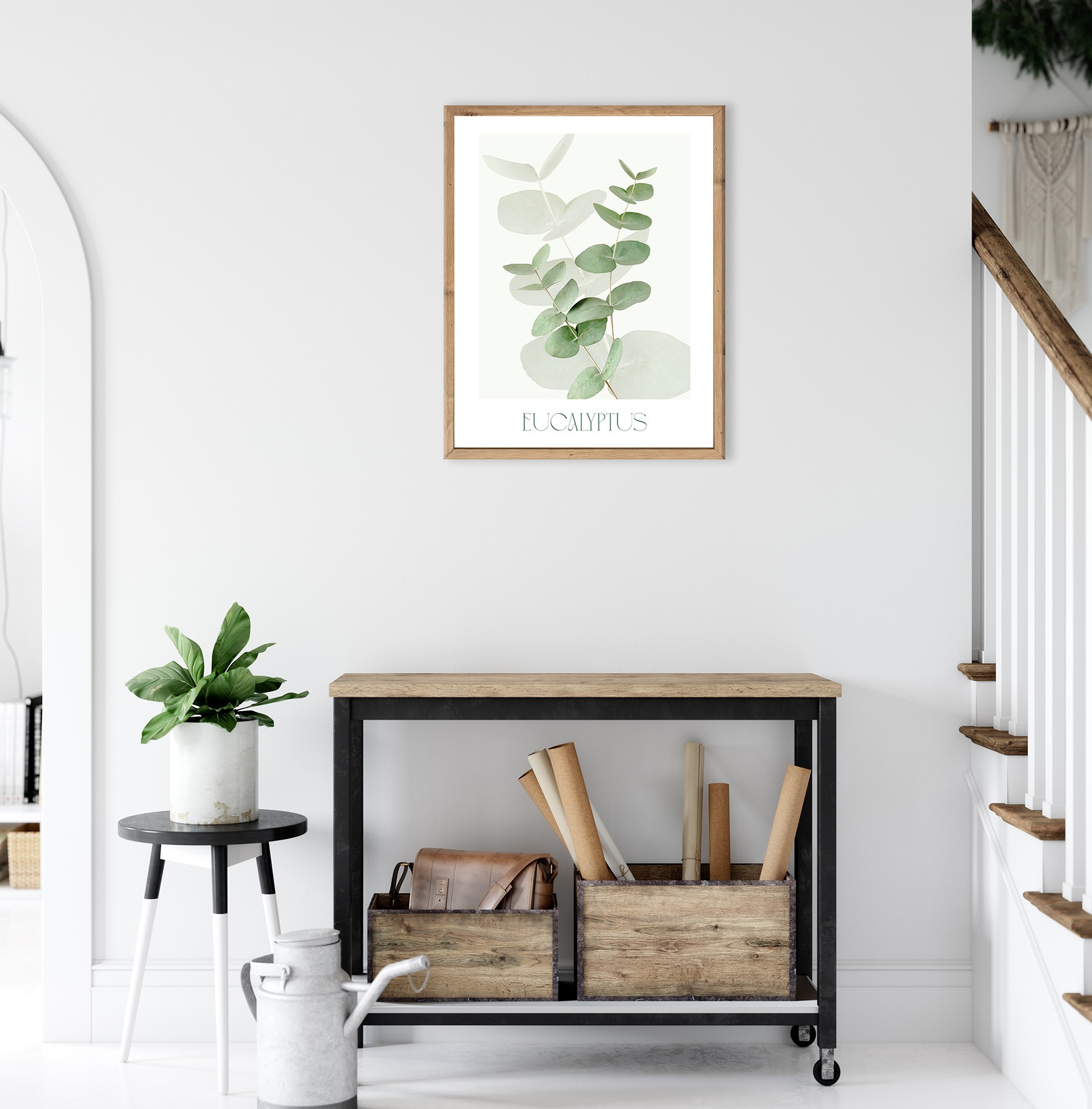 Bönninghoff Bild mit Rahmen »Wandbild gerahmt EUCALYPTUS 40x50 cm – Botanik Wanddeko Boho Scandi« Blätter | Pflanzen 1 Stk. tlg. mit dekorativem Rahmen