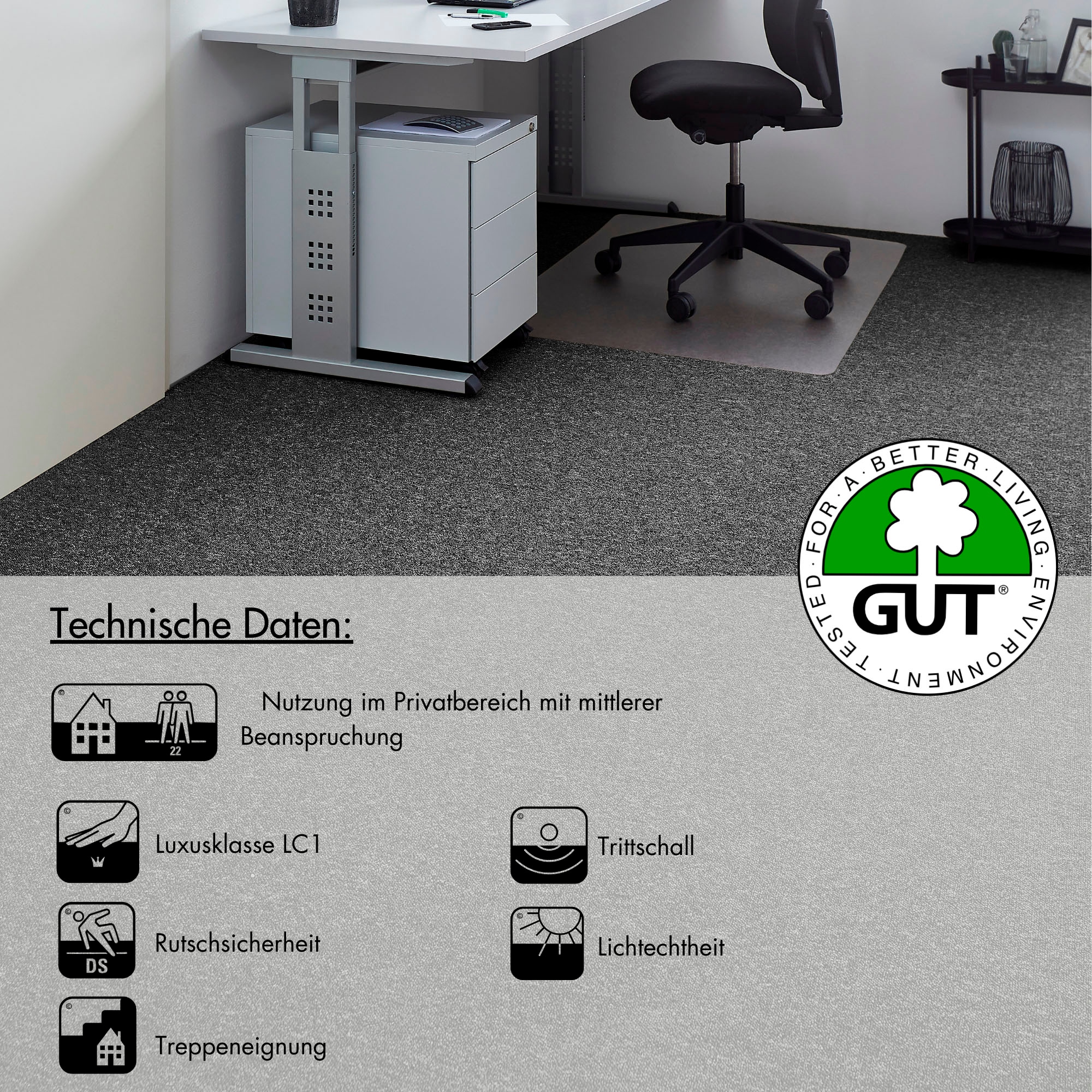 Andiamo Moquette »Luton, Feinschlinge, Gesamthöhe 6 mm, Made in Netherlands« Rectangulaire meliert, Breite 400 cm oder 500 cm, strapazierfähig & pflegeleicht