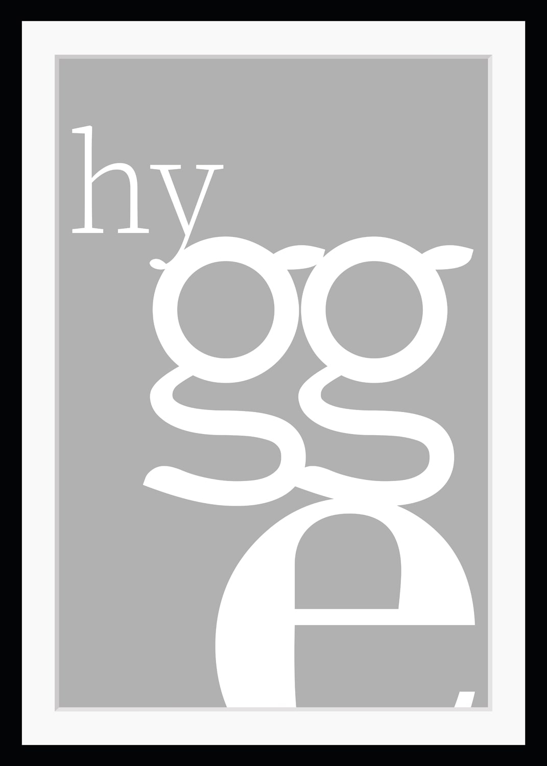 Image of queence Bild "hygge" Buchstaben Humor Motivationsbilder Schriftzug HD Premium Poster-Druck inkl. Holzrahmen